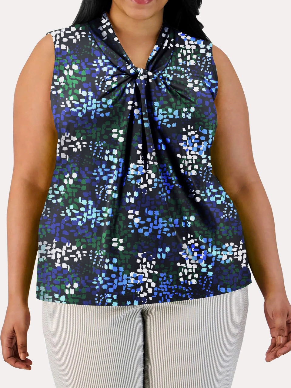 Gathered-Front Sleeveless Top