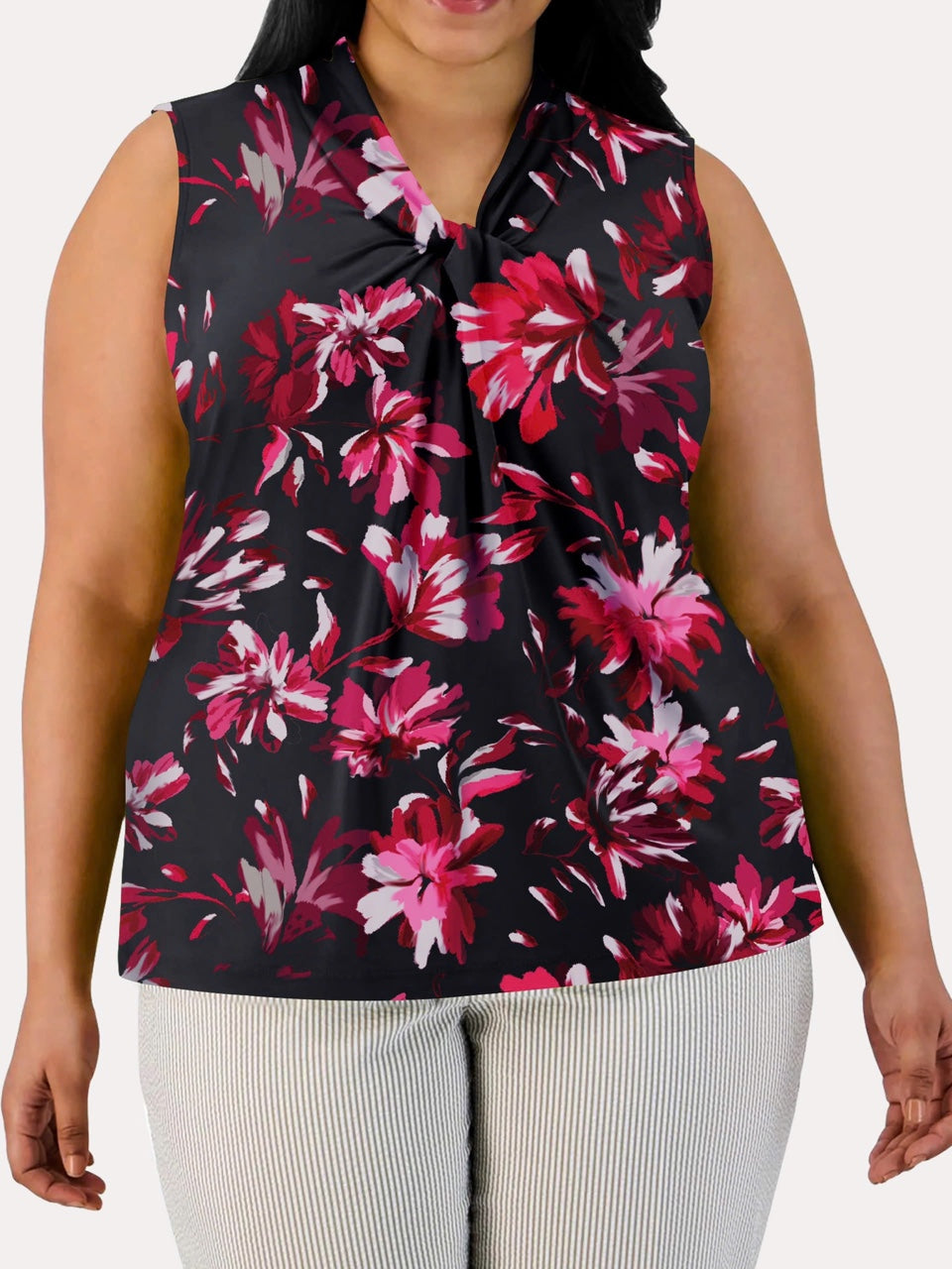 Gathered-Front Sleeveless Top