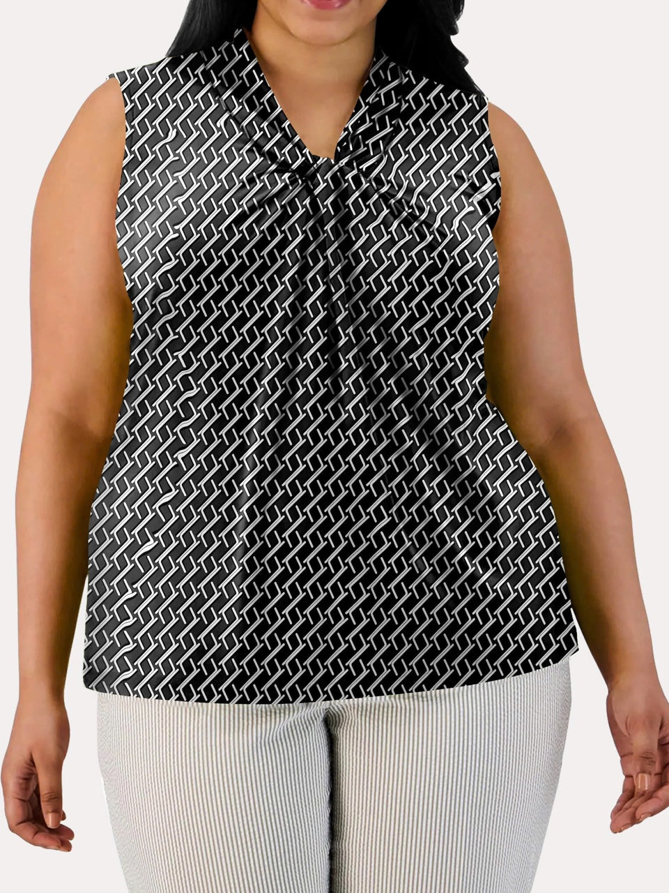 Gathered-Front Sleeveless Top