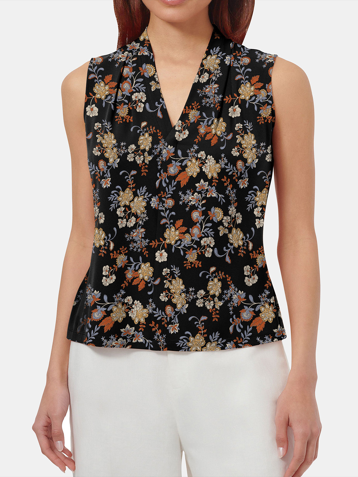 Gathered V-neckline Top
