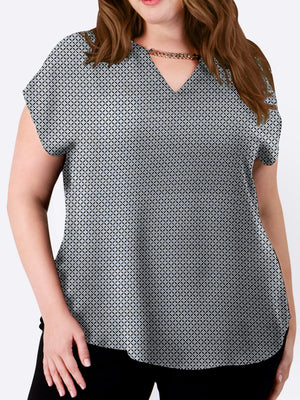 Chain Detail Cap Sleeve Top