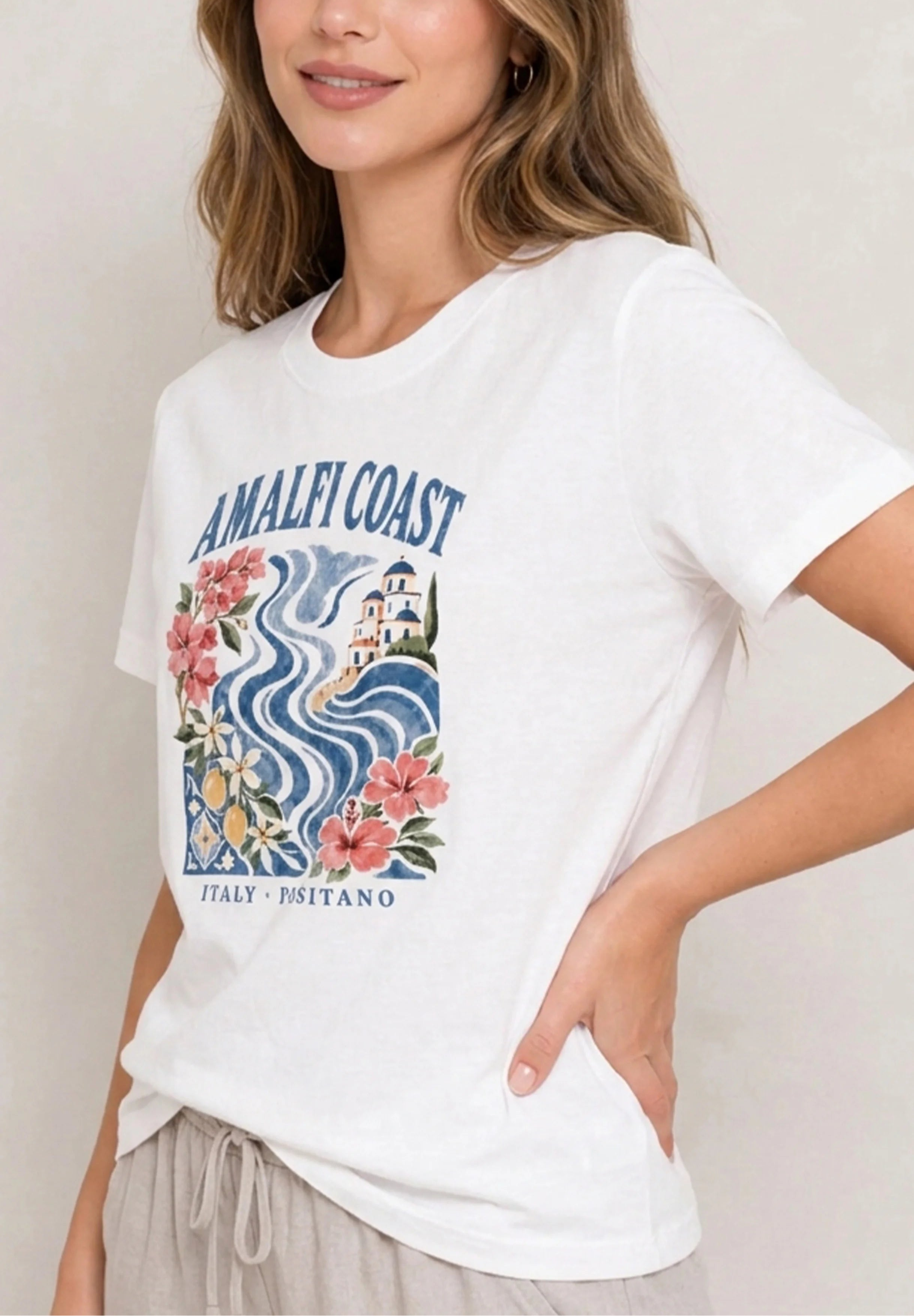 Amalfi Coast Mosaic White Tee