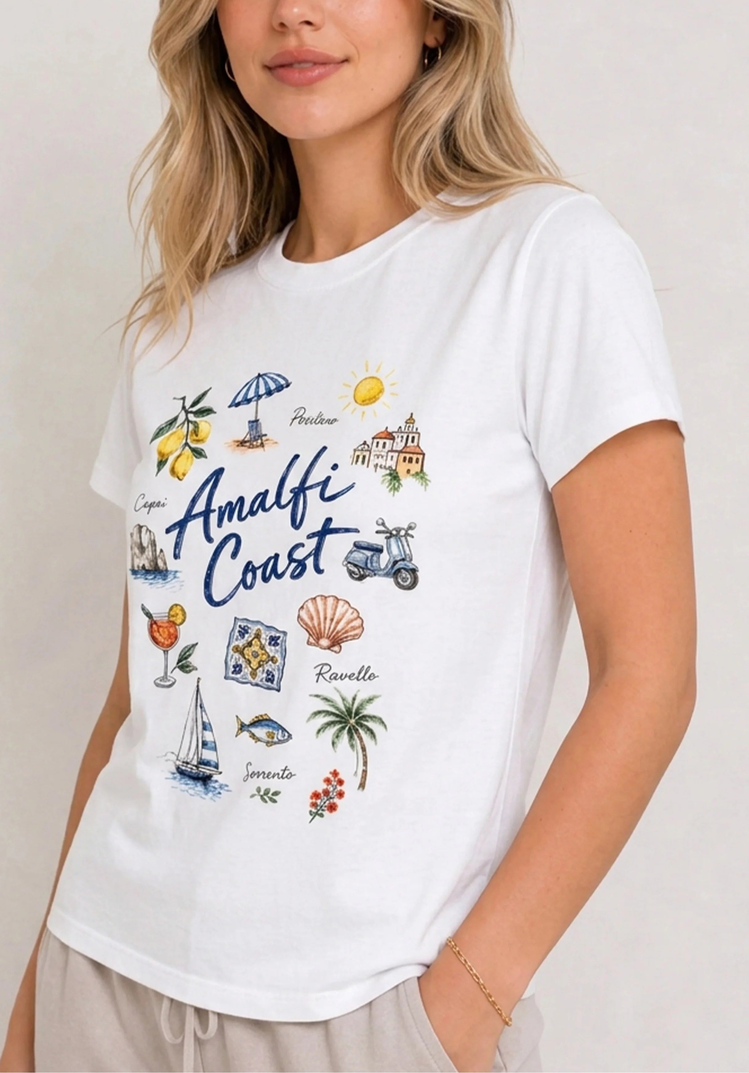 Amalfi Coast White Tee