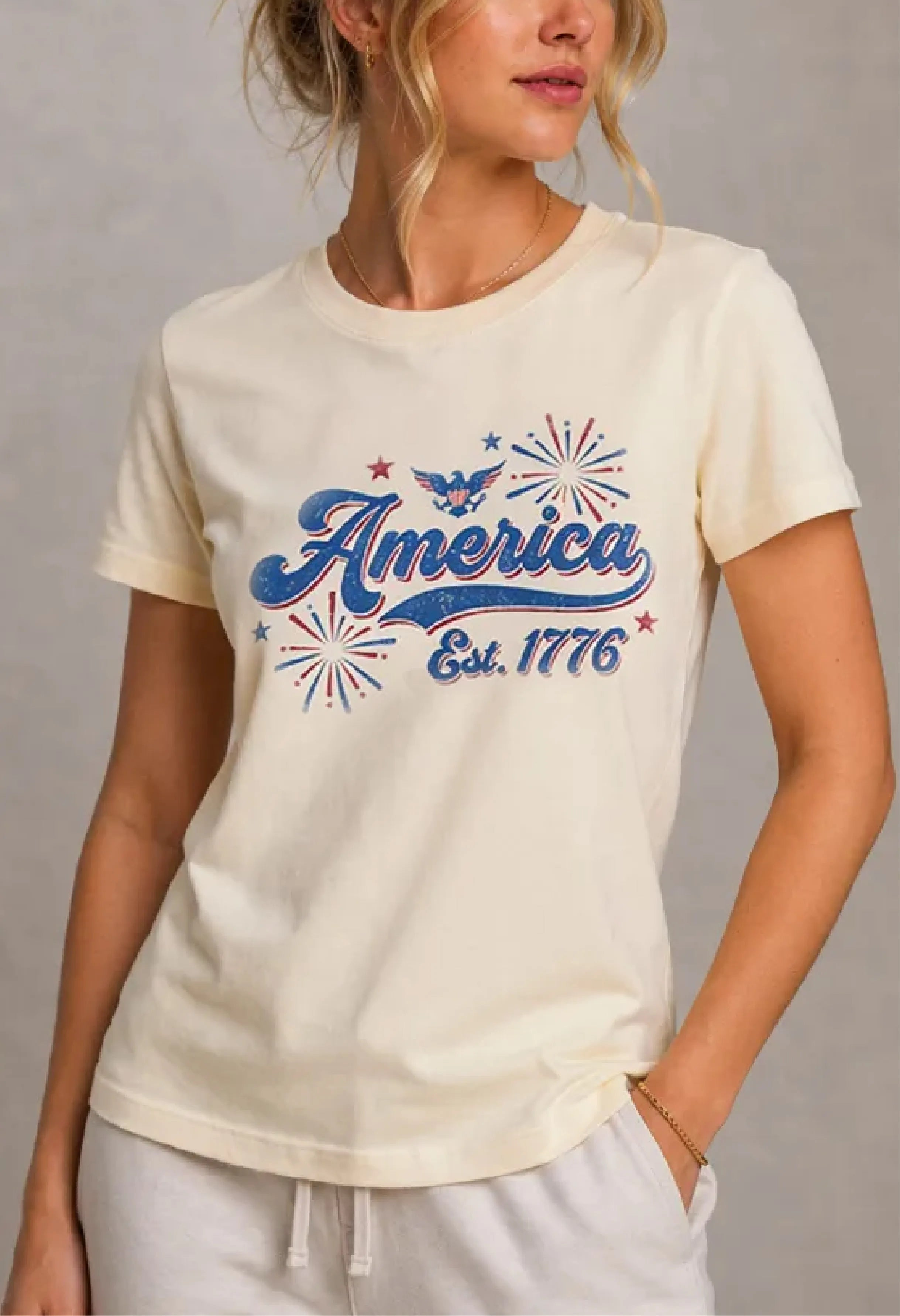 America Fireworks Ivory Tee