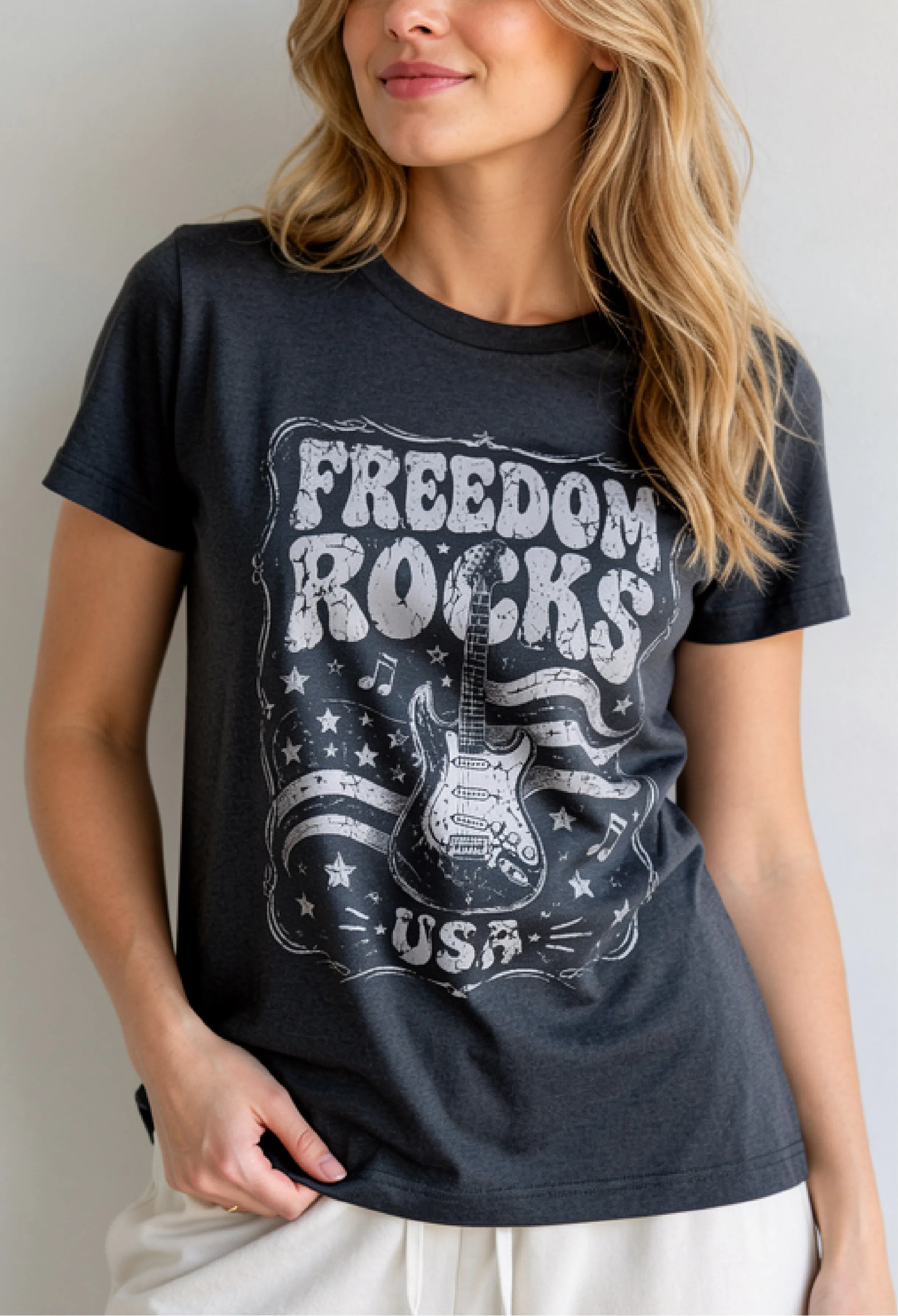 Freedom Rocks USA Charcoal Tee