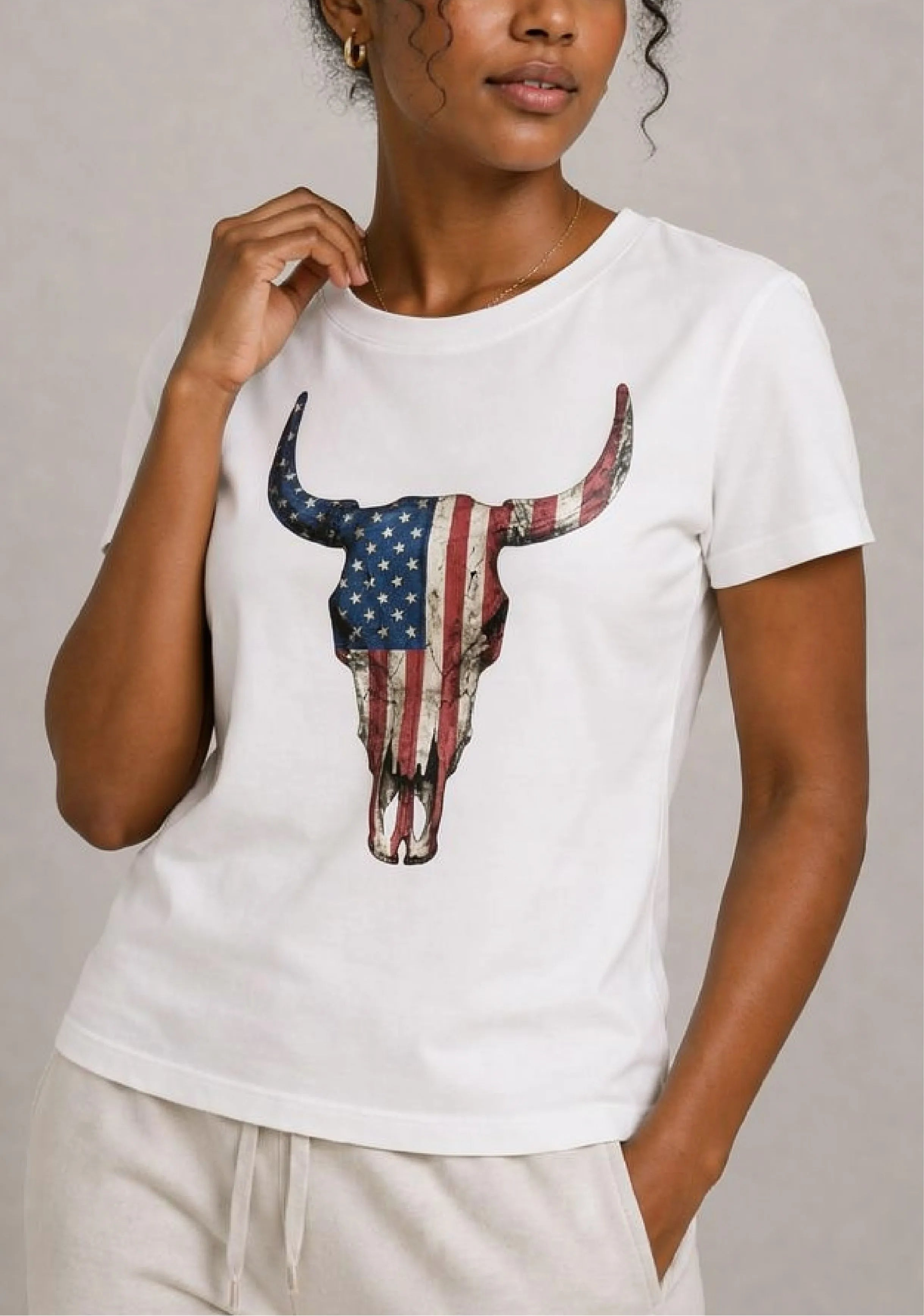 Patriotic Longhorn White Tee