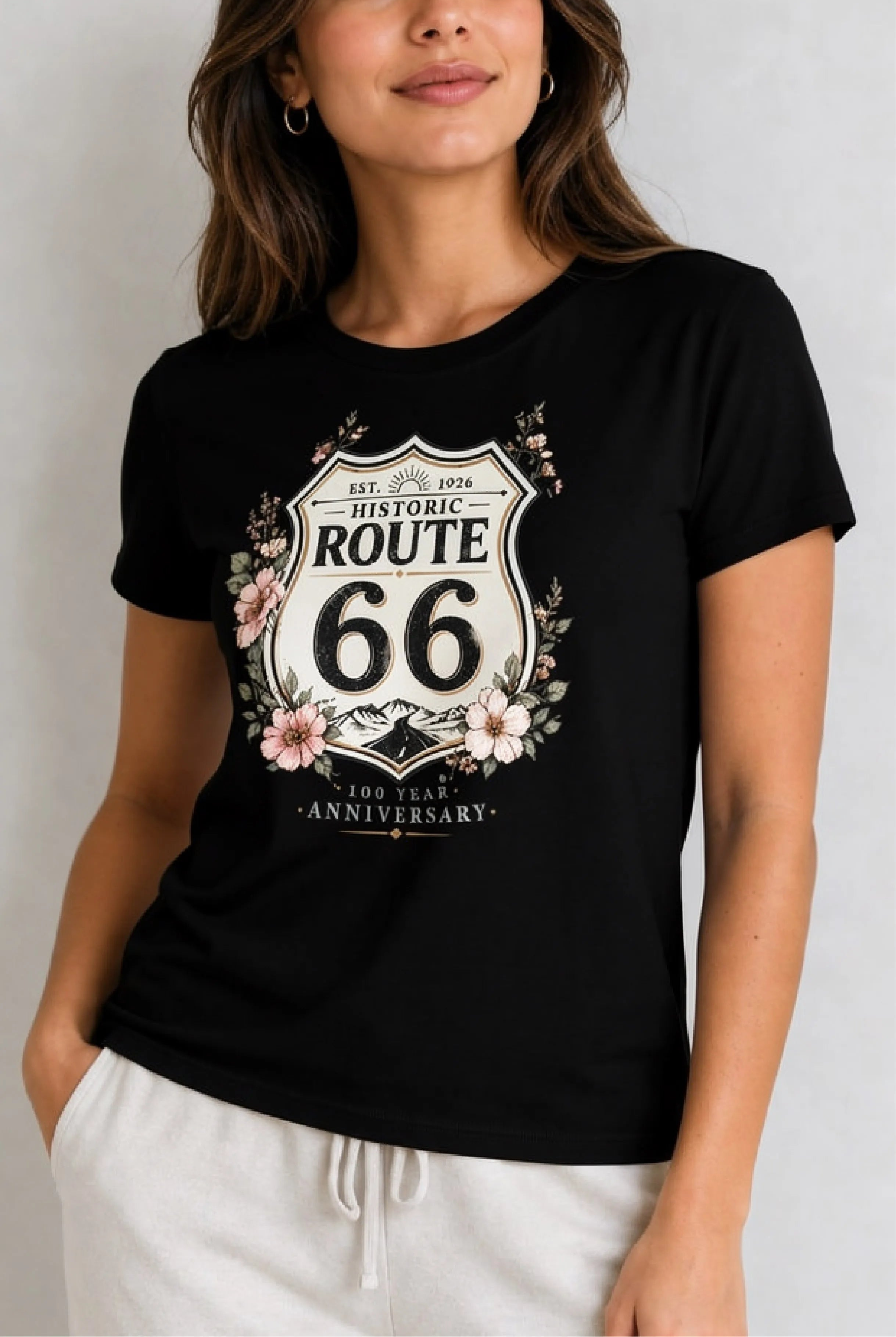 Historic Route 66 Black Tee
