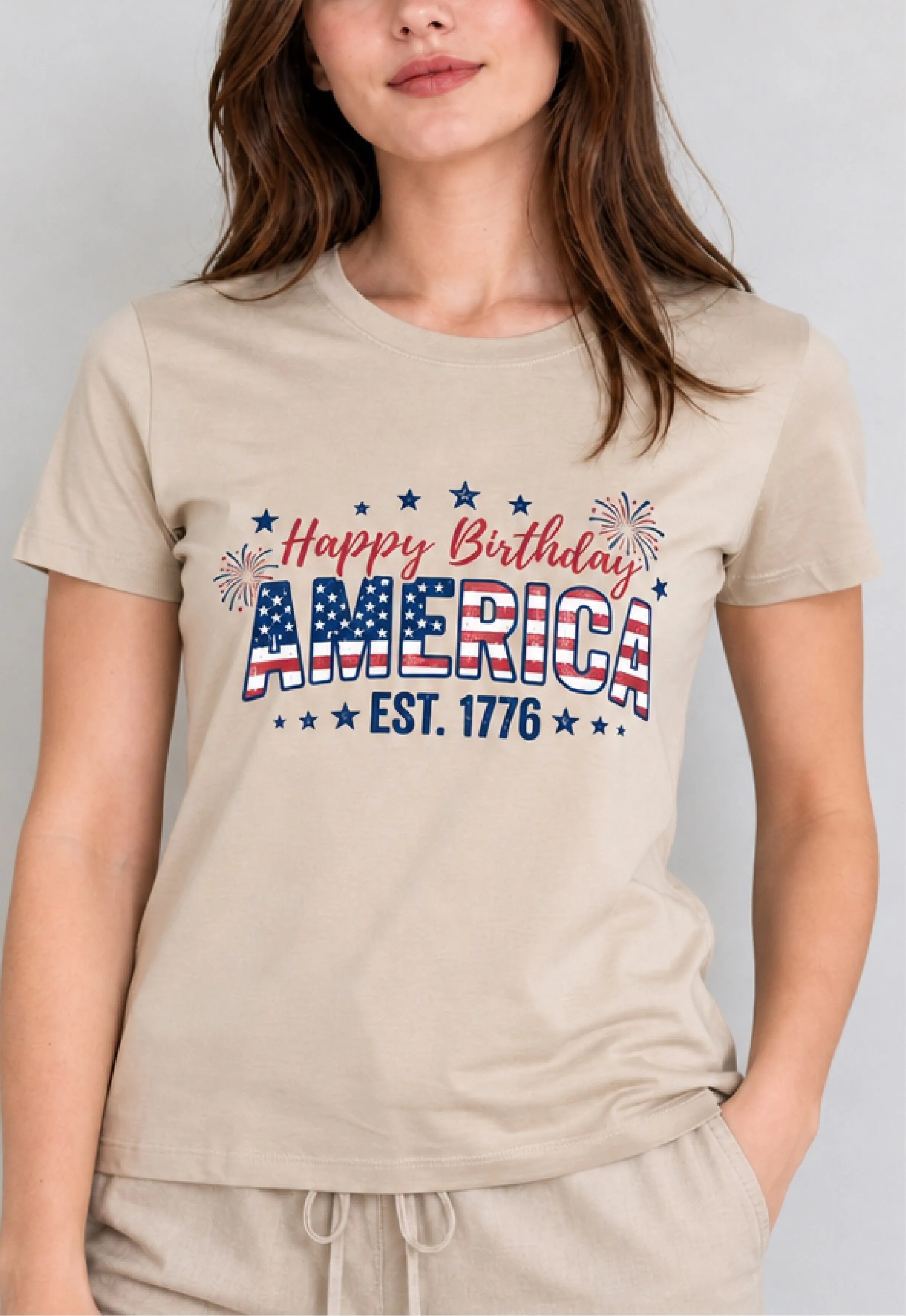 Happy Birthday America Sand Tee