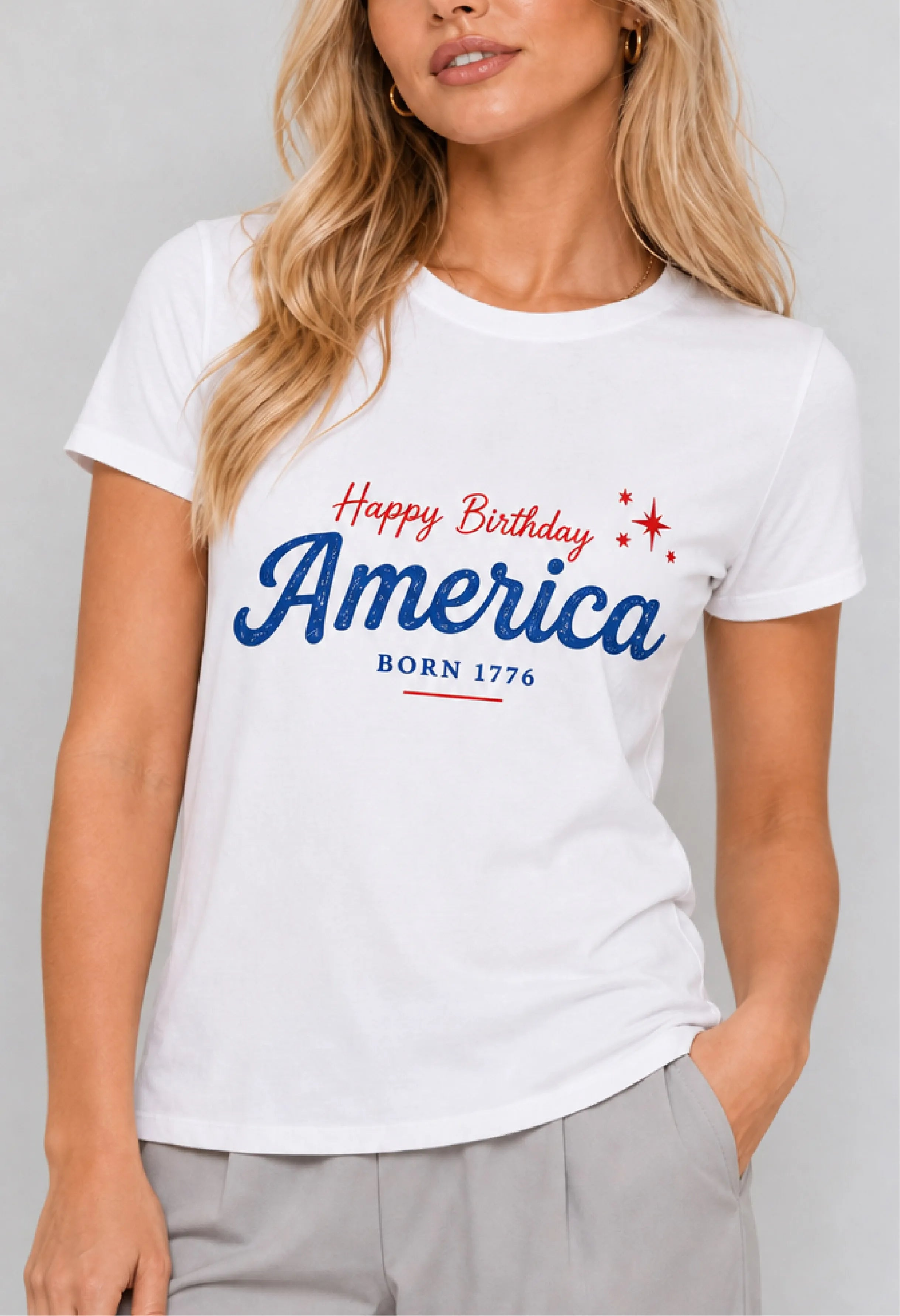 Happy Birthday America White Tee v2