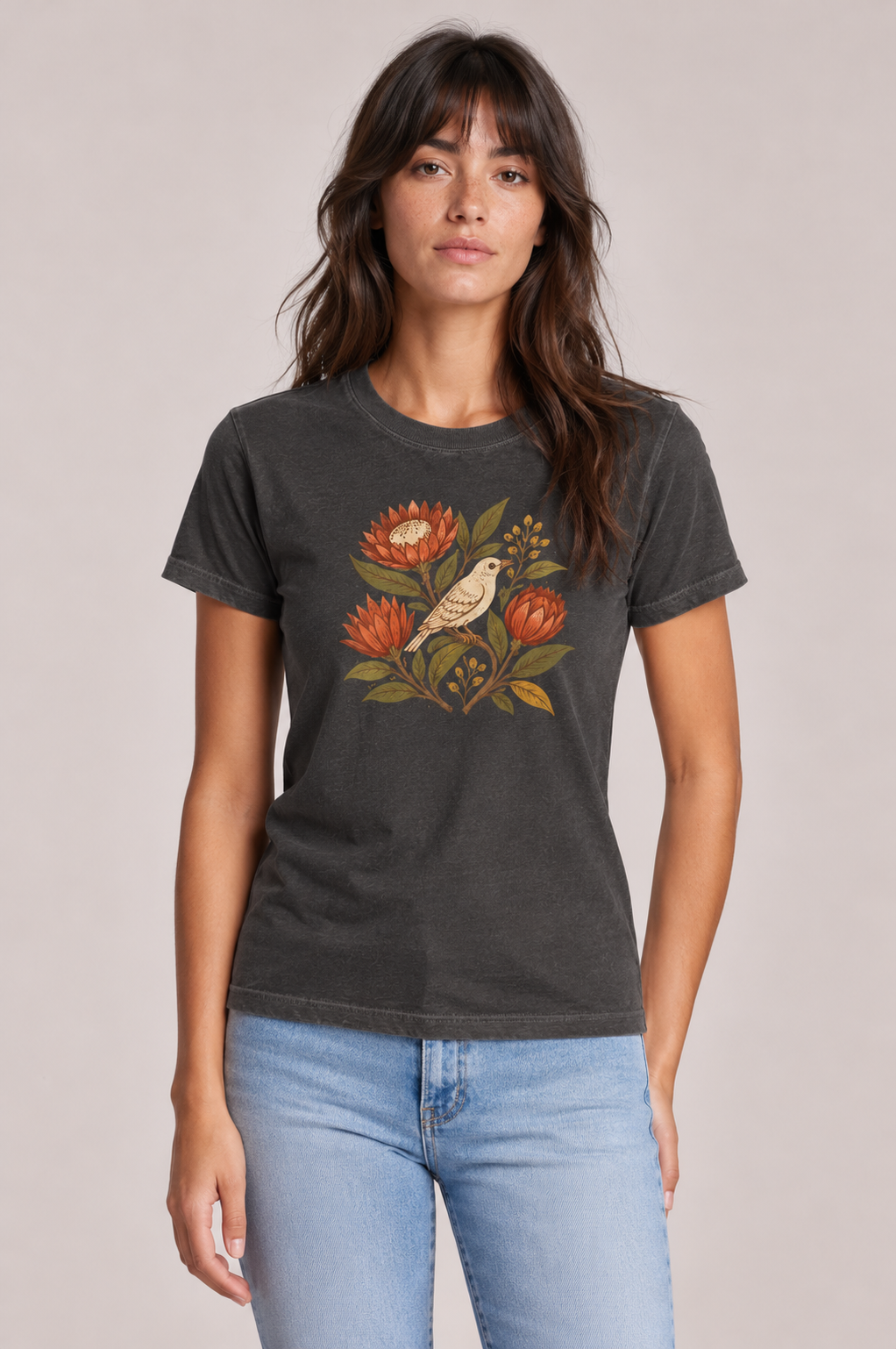 Vintage Bird & Wildflowers Graphic Tee