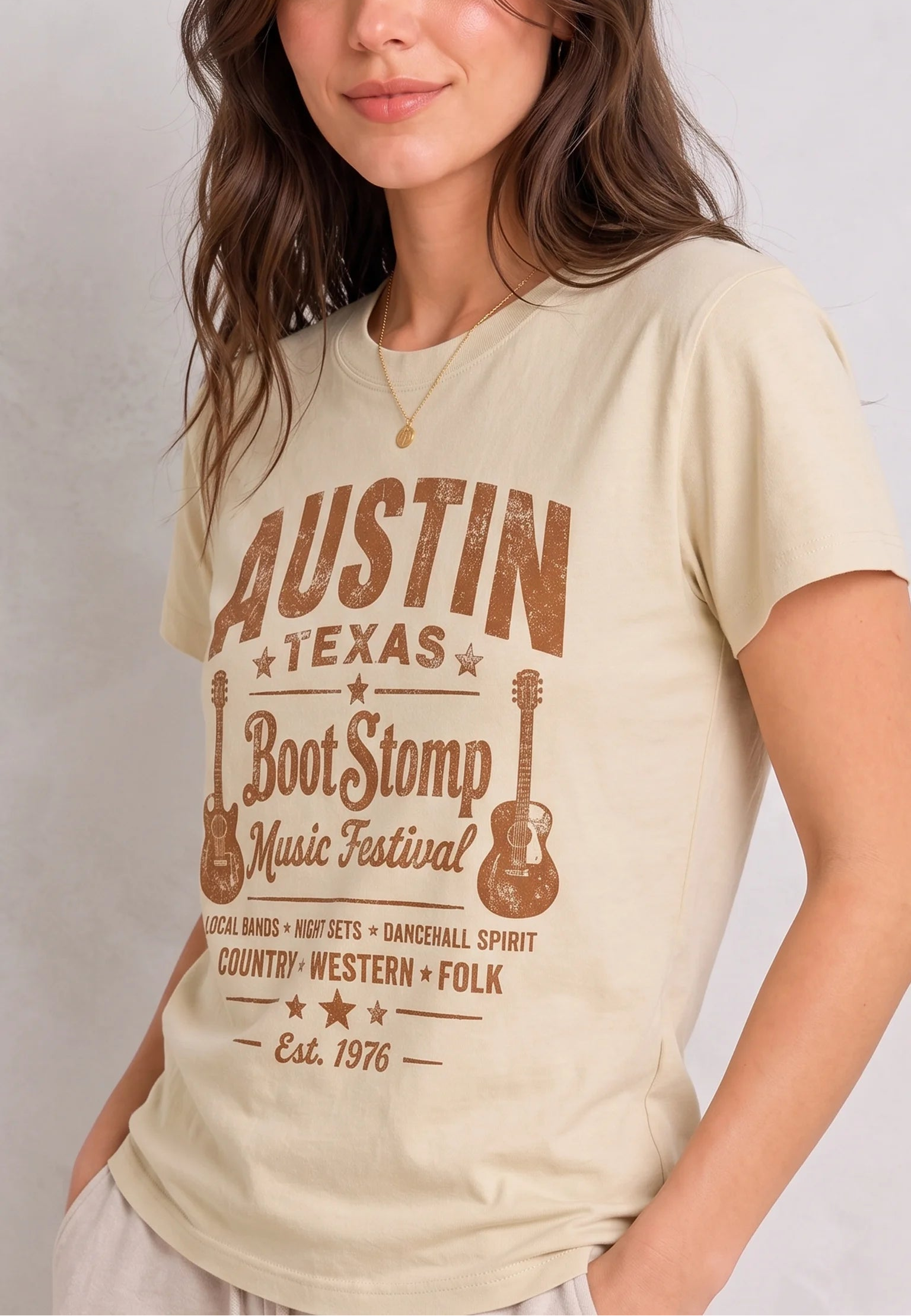 Austin Boot Stomp Cream Tee
