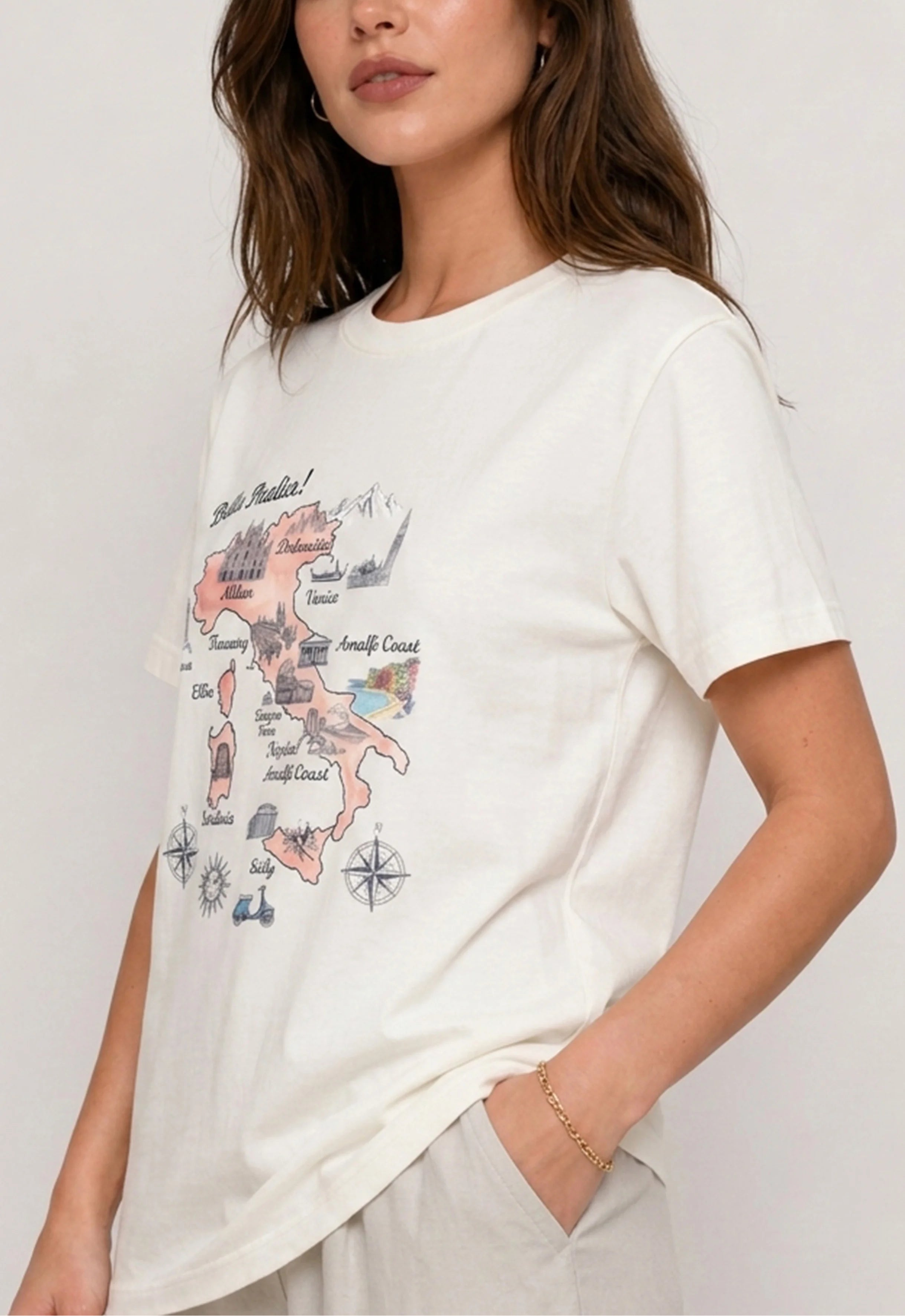 Bella Italia Map Ivory Tee