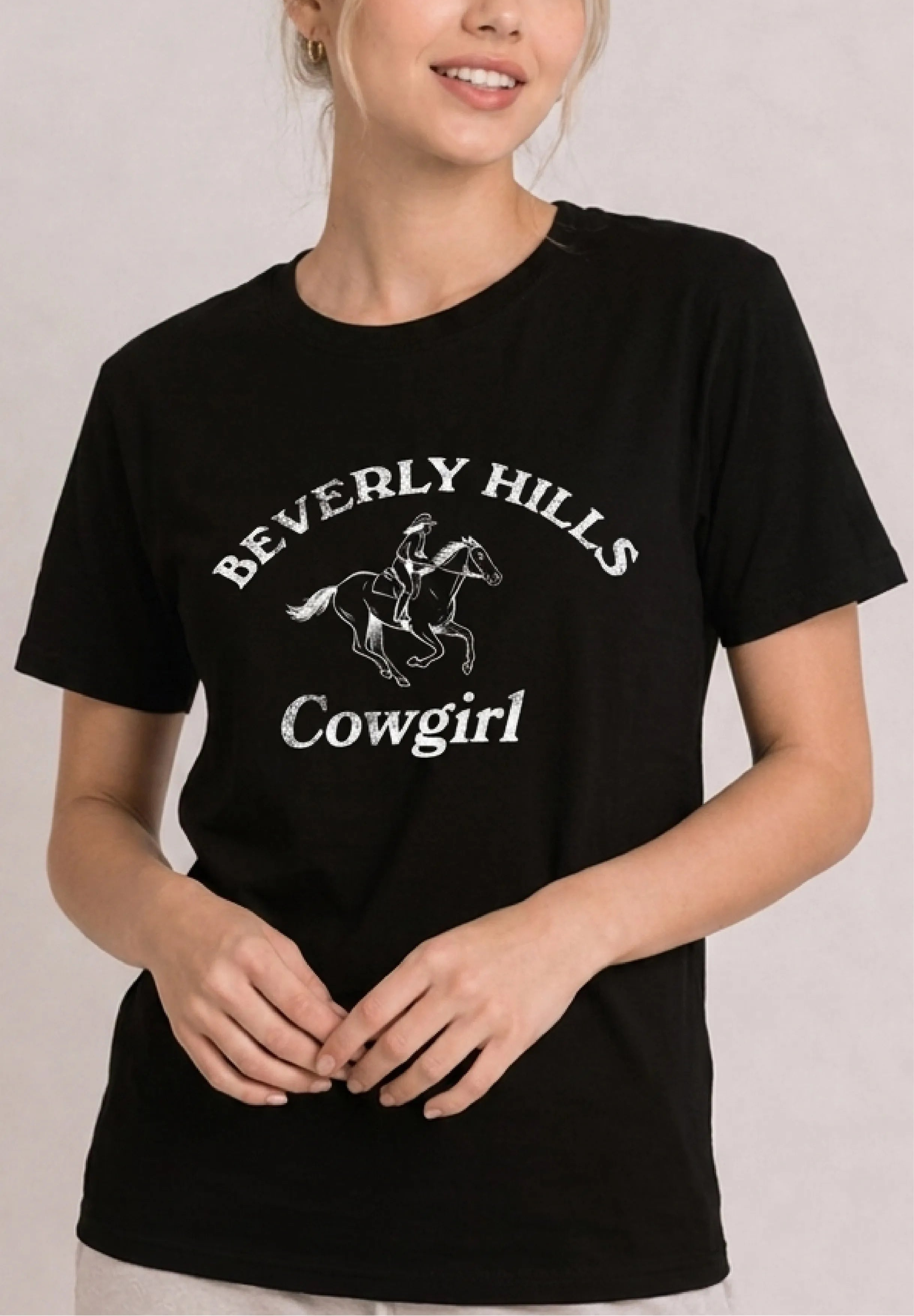 Beverly Hills Cowgirl Black Tee