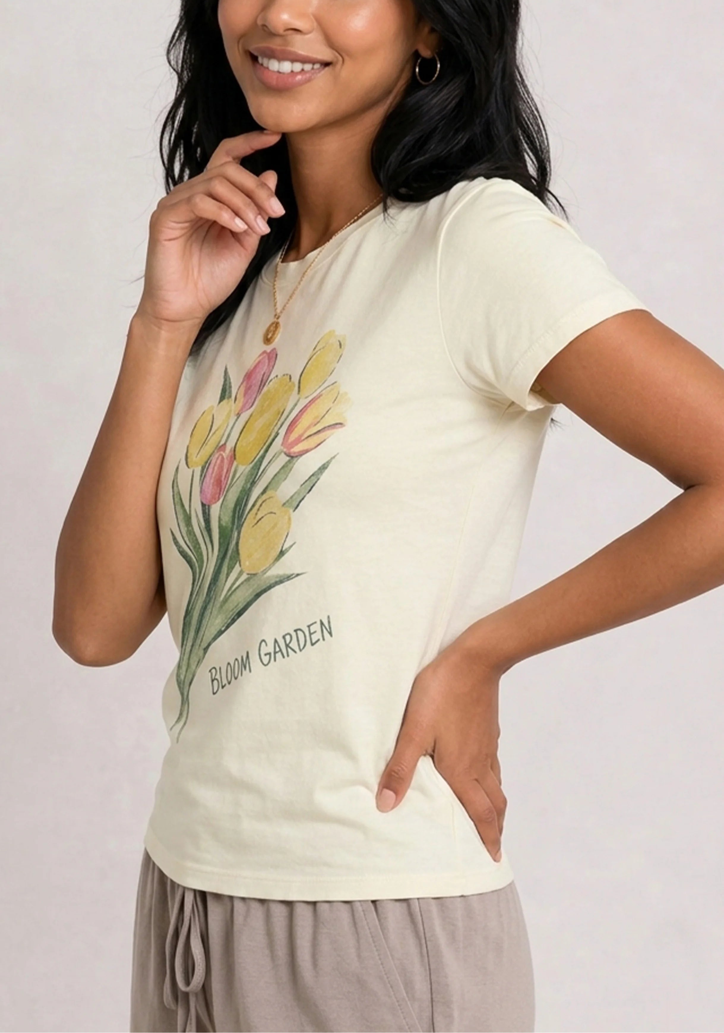 Bloom Garden Tulip Cream Tee