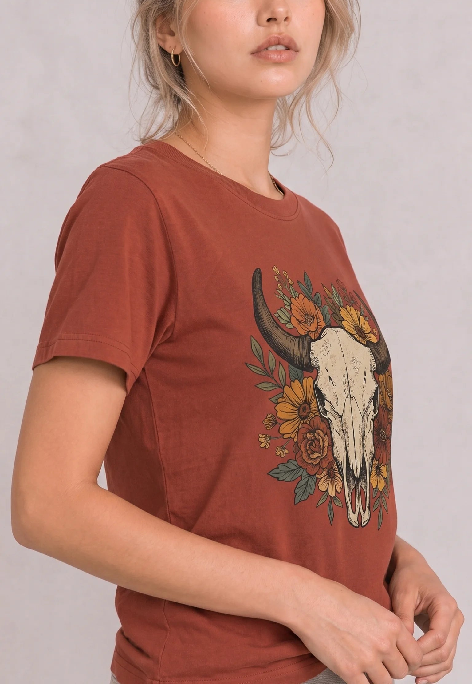 Bloom Skull Rust Tee
