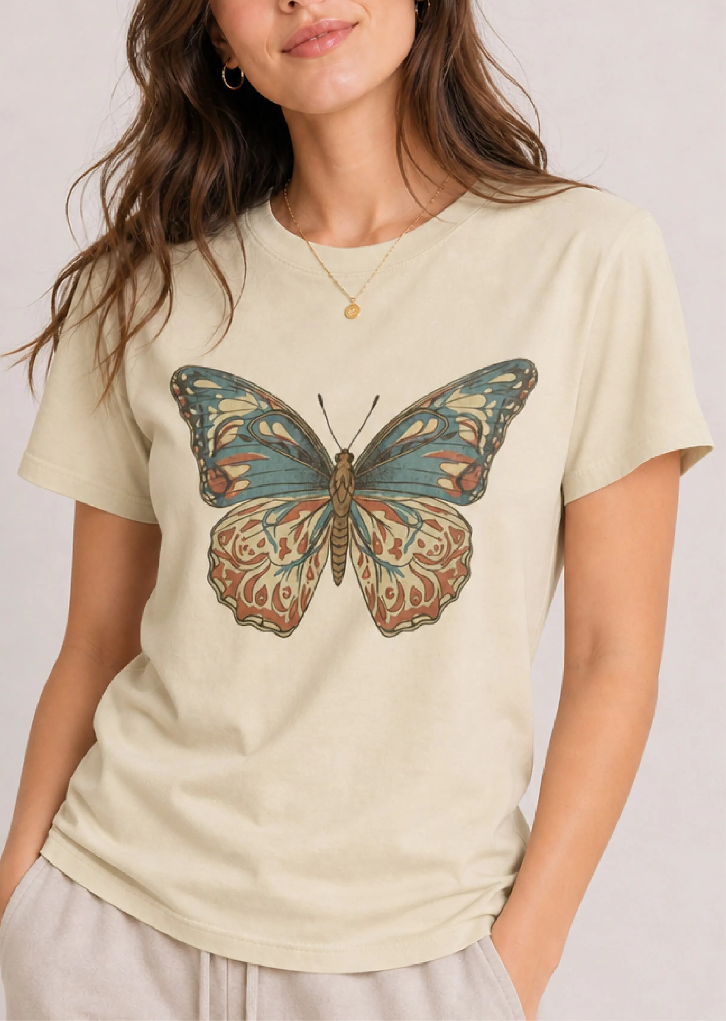 Boho Butterfly Ivory Tee