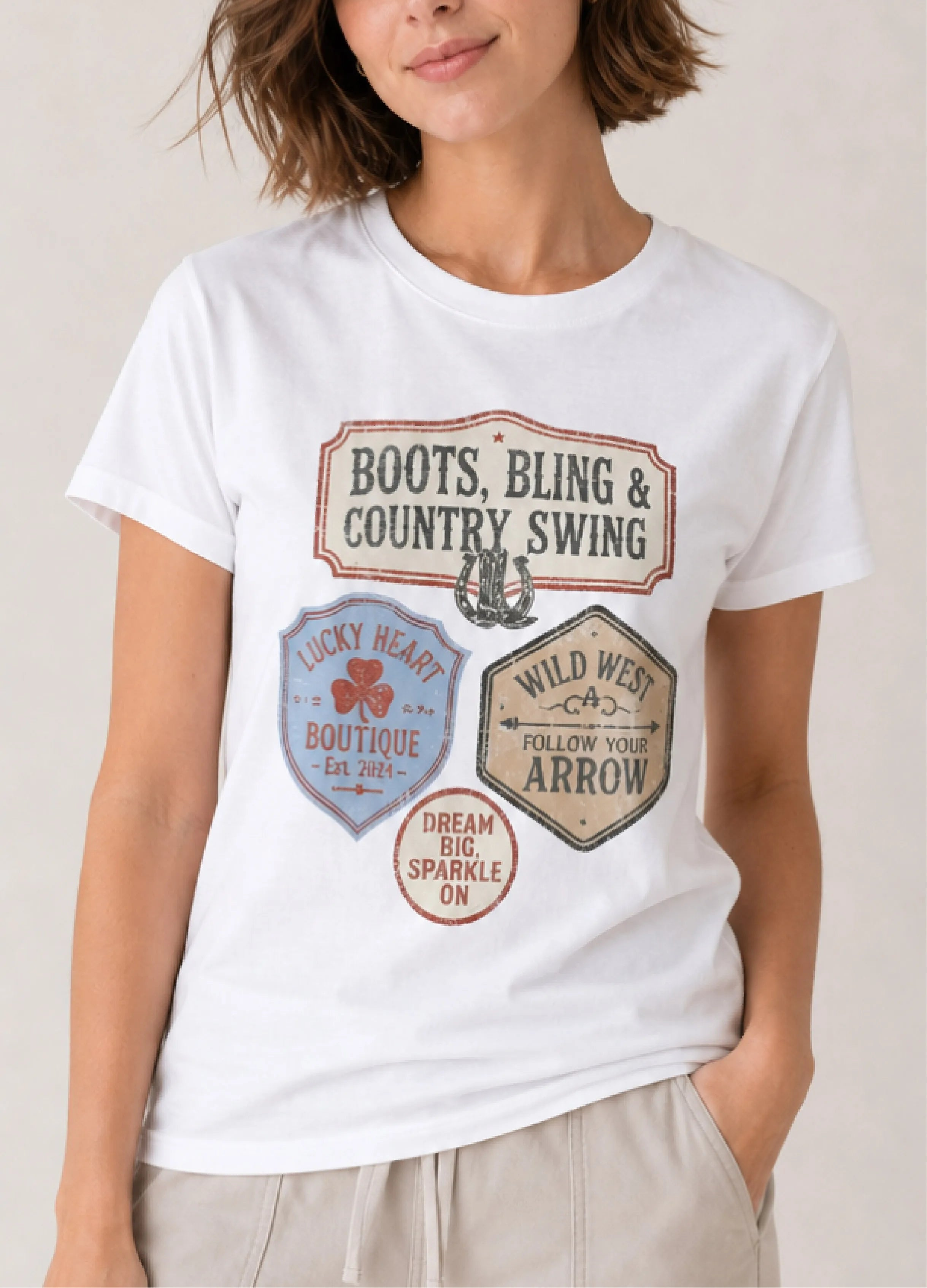 Boots & Bling Country White Tee