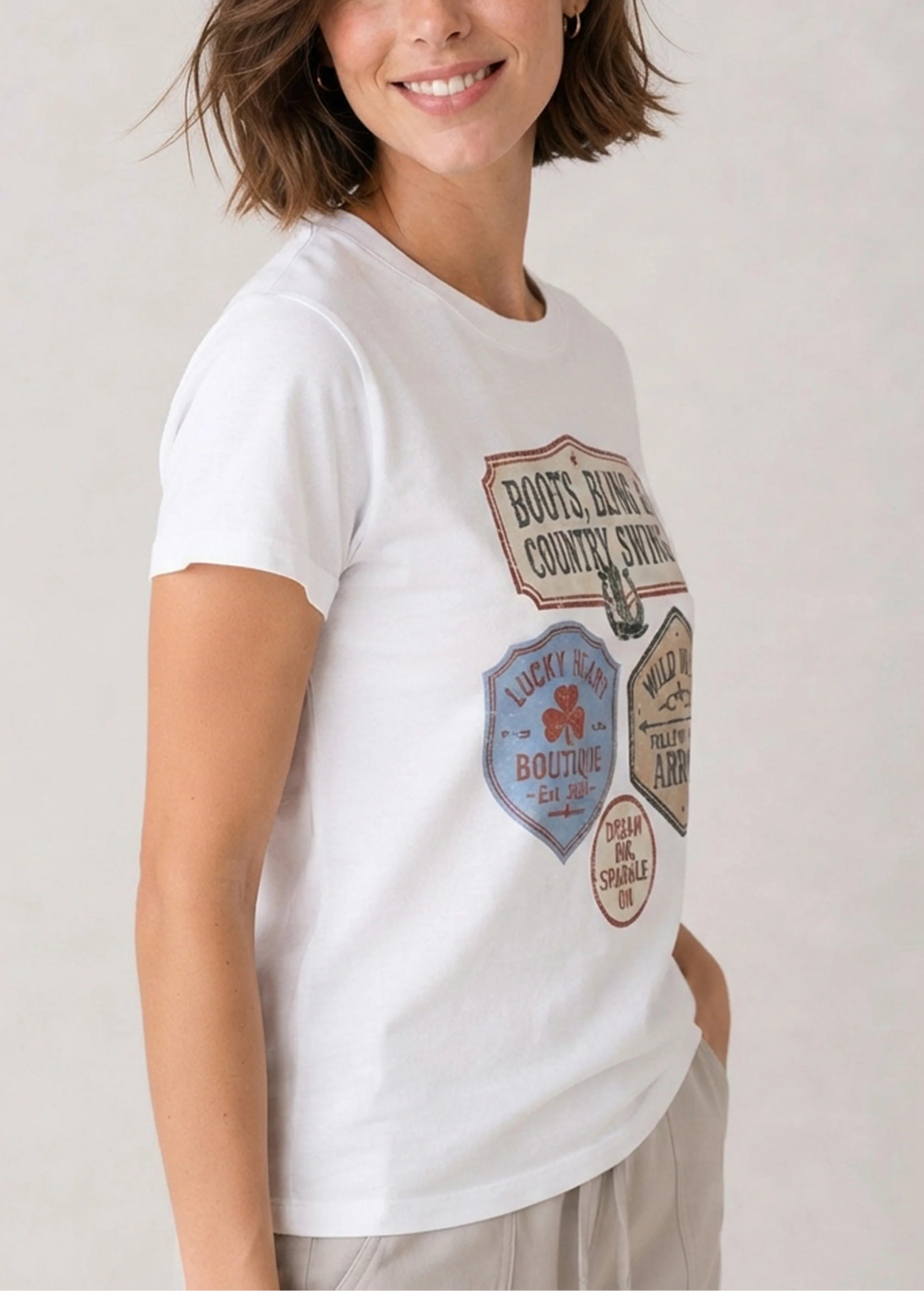 Boots & Bling Country White Tee