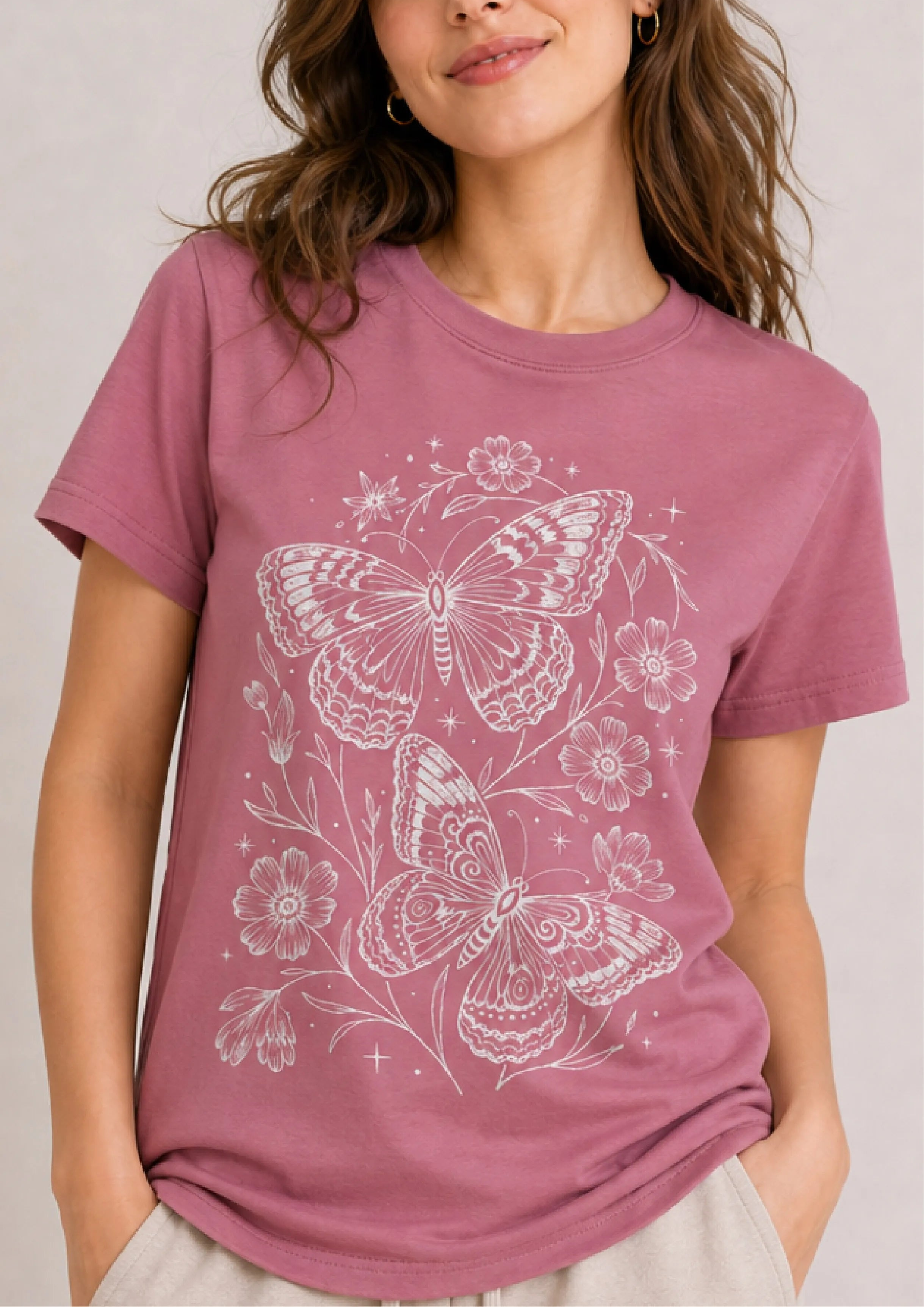 Butterfly Garden Mauve Tee