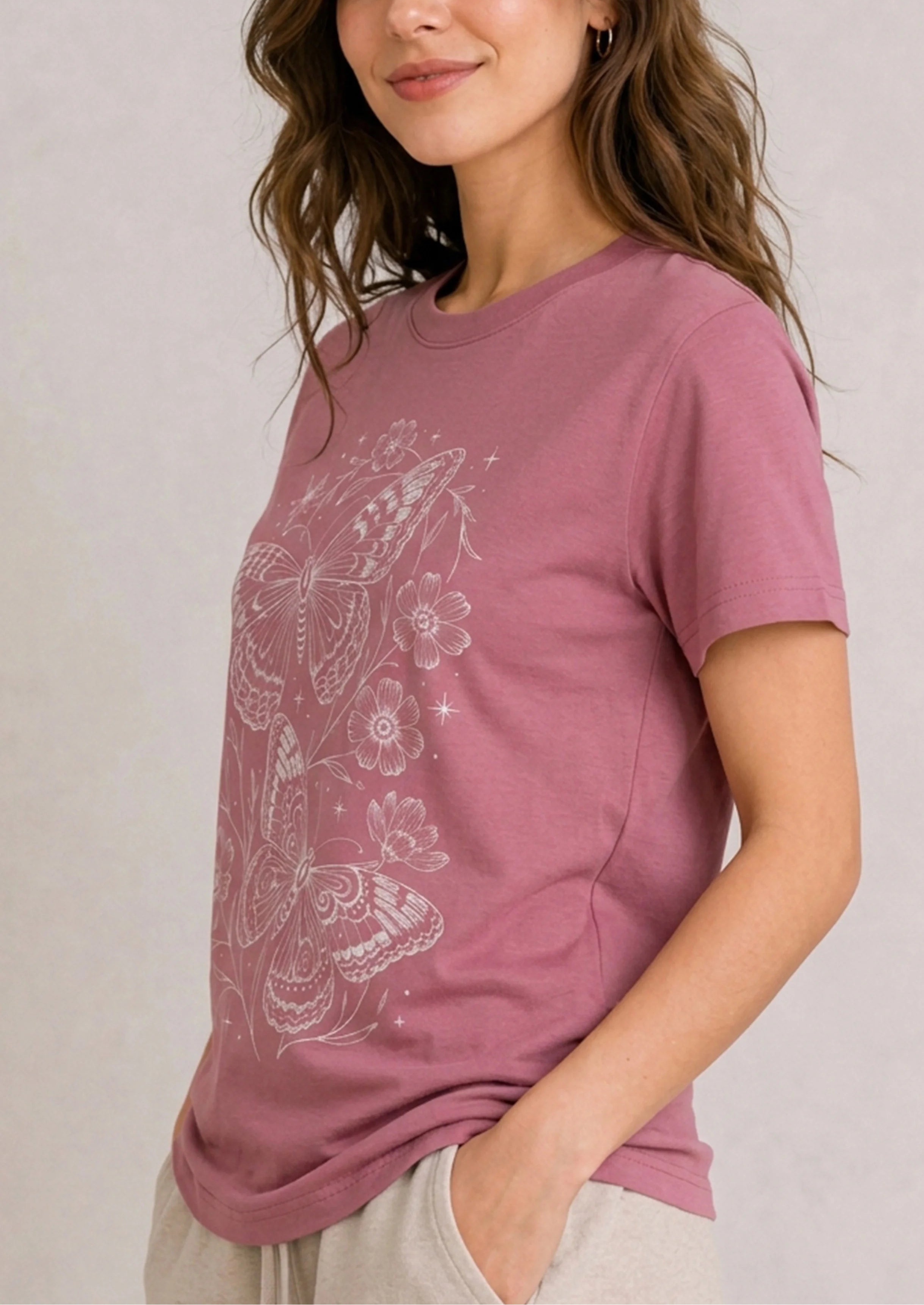 Butterfly Garden Mauve Tee