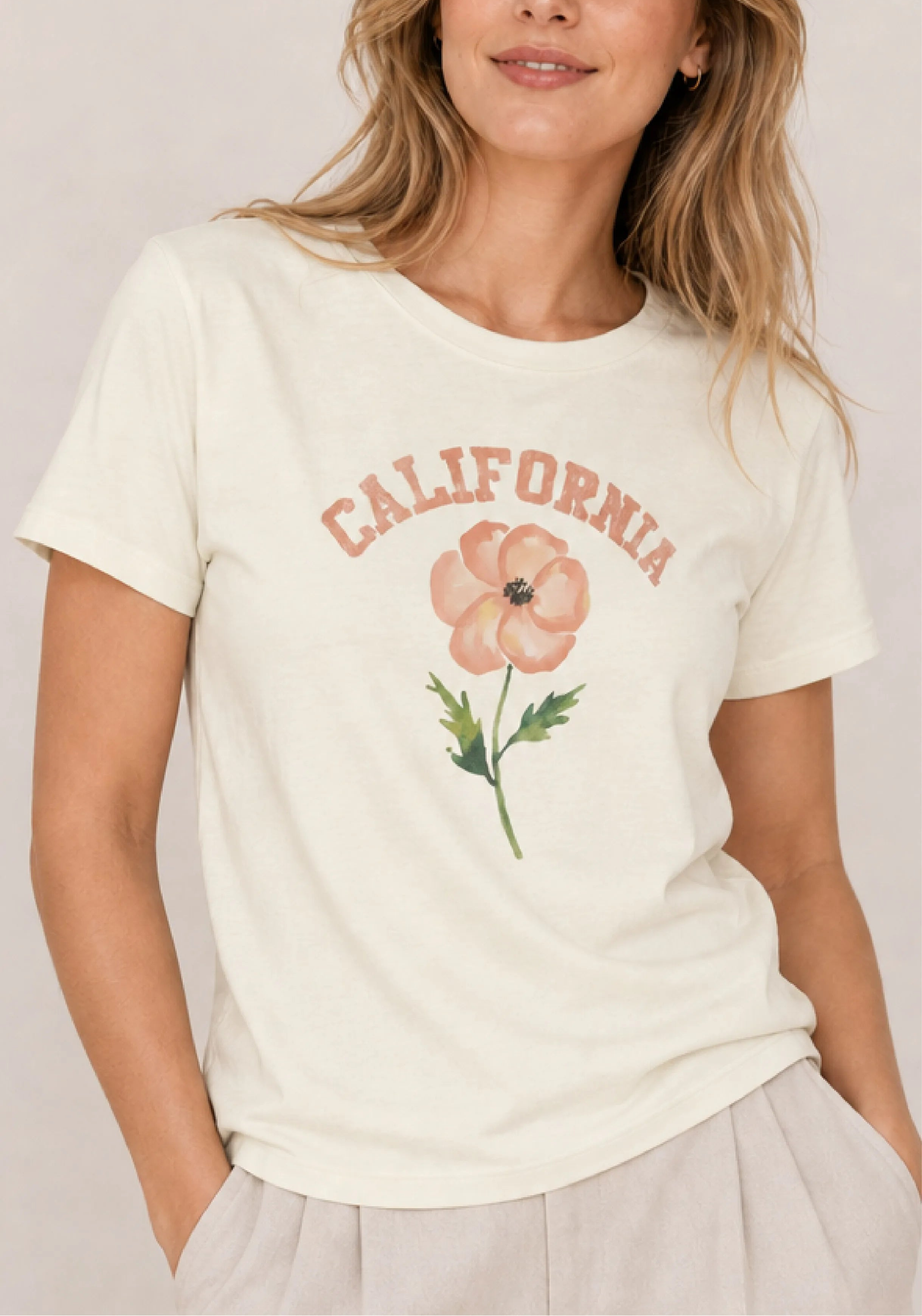 California Poppy Ivory Tee