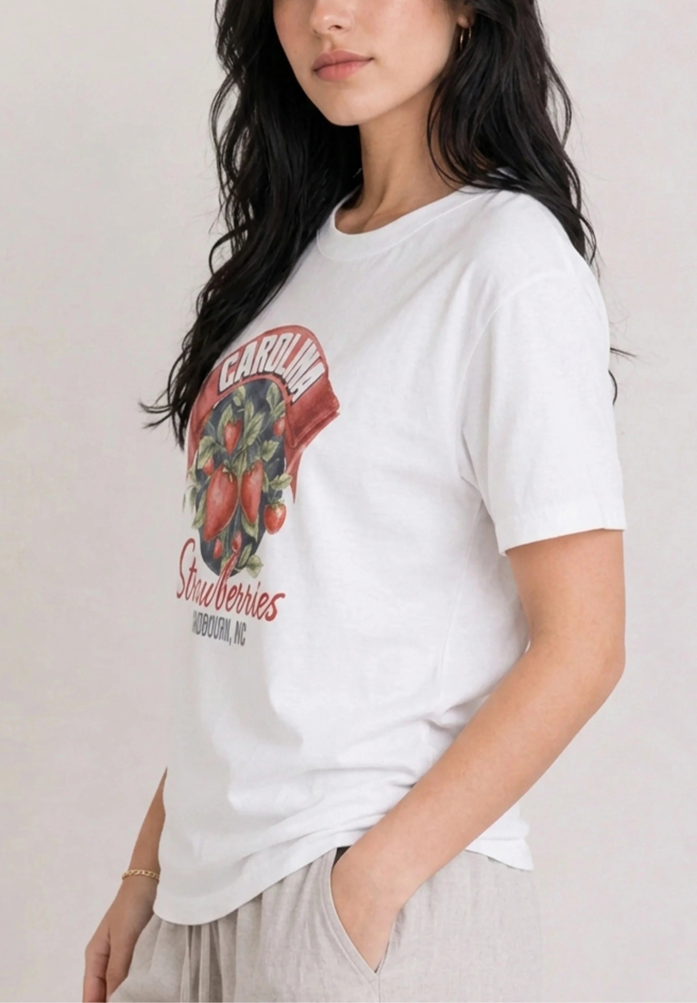 Carolina Strawberries White Tee