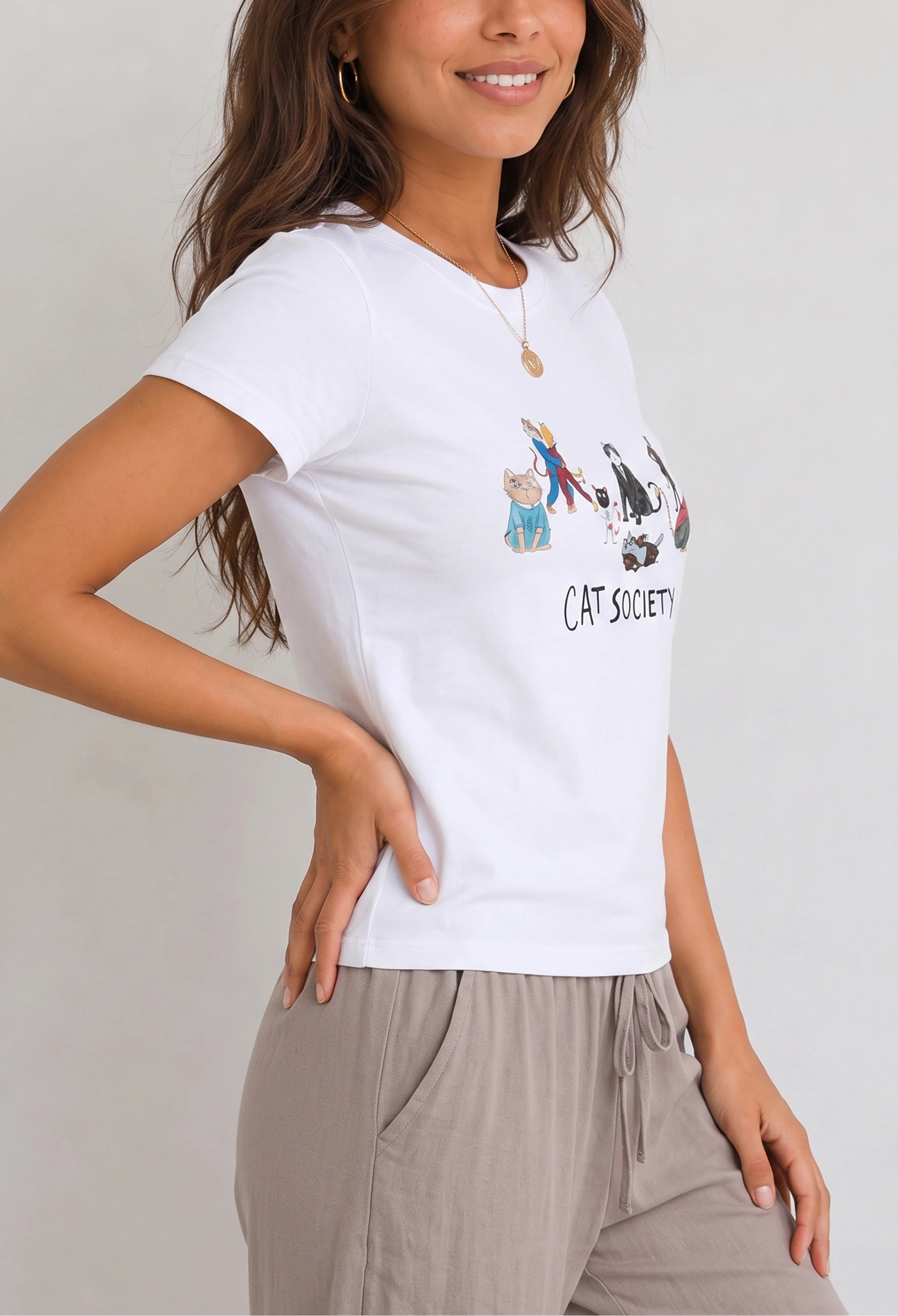 Cat Society White Tee