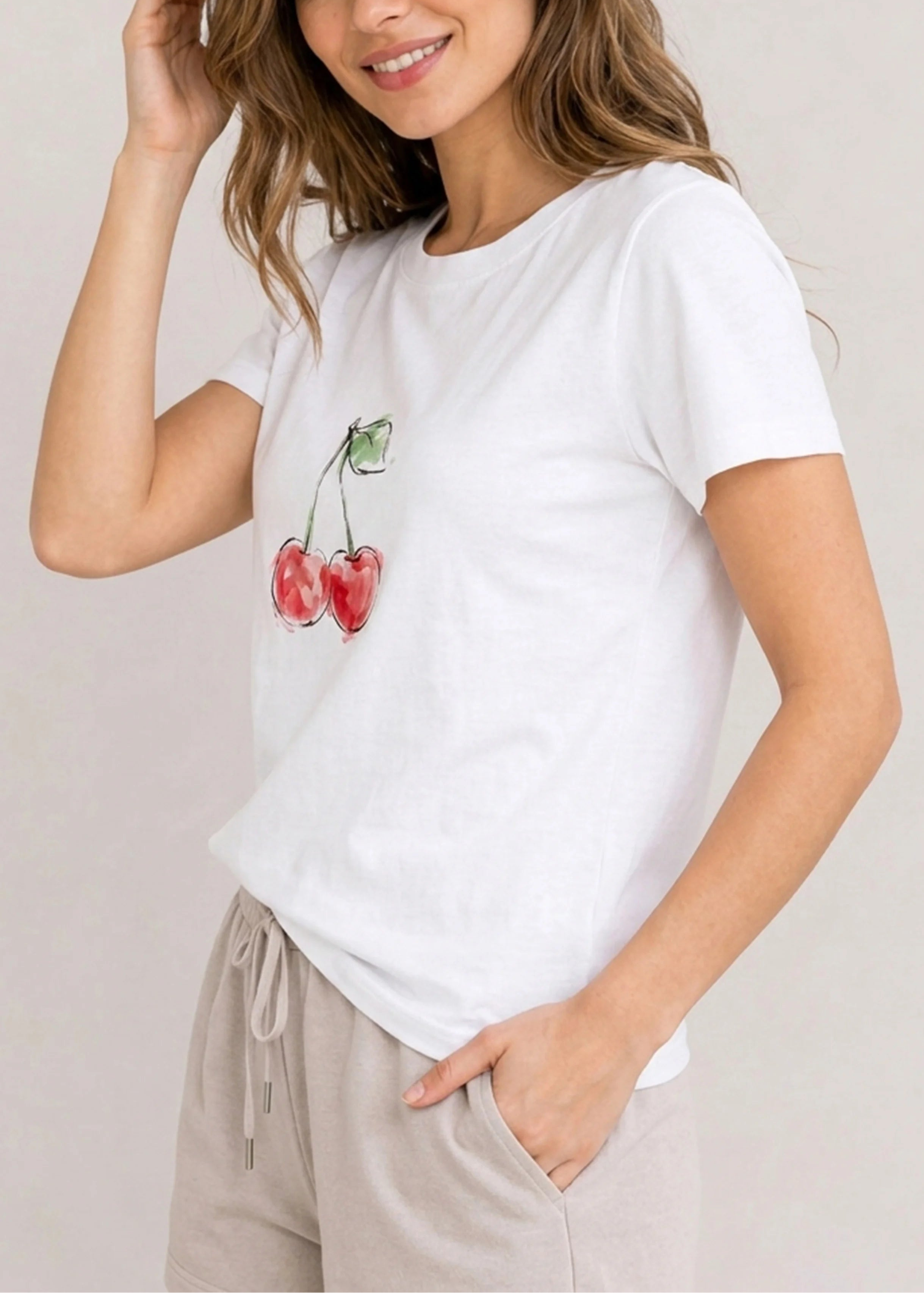 Cherry White Tee