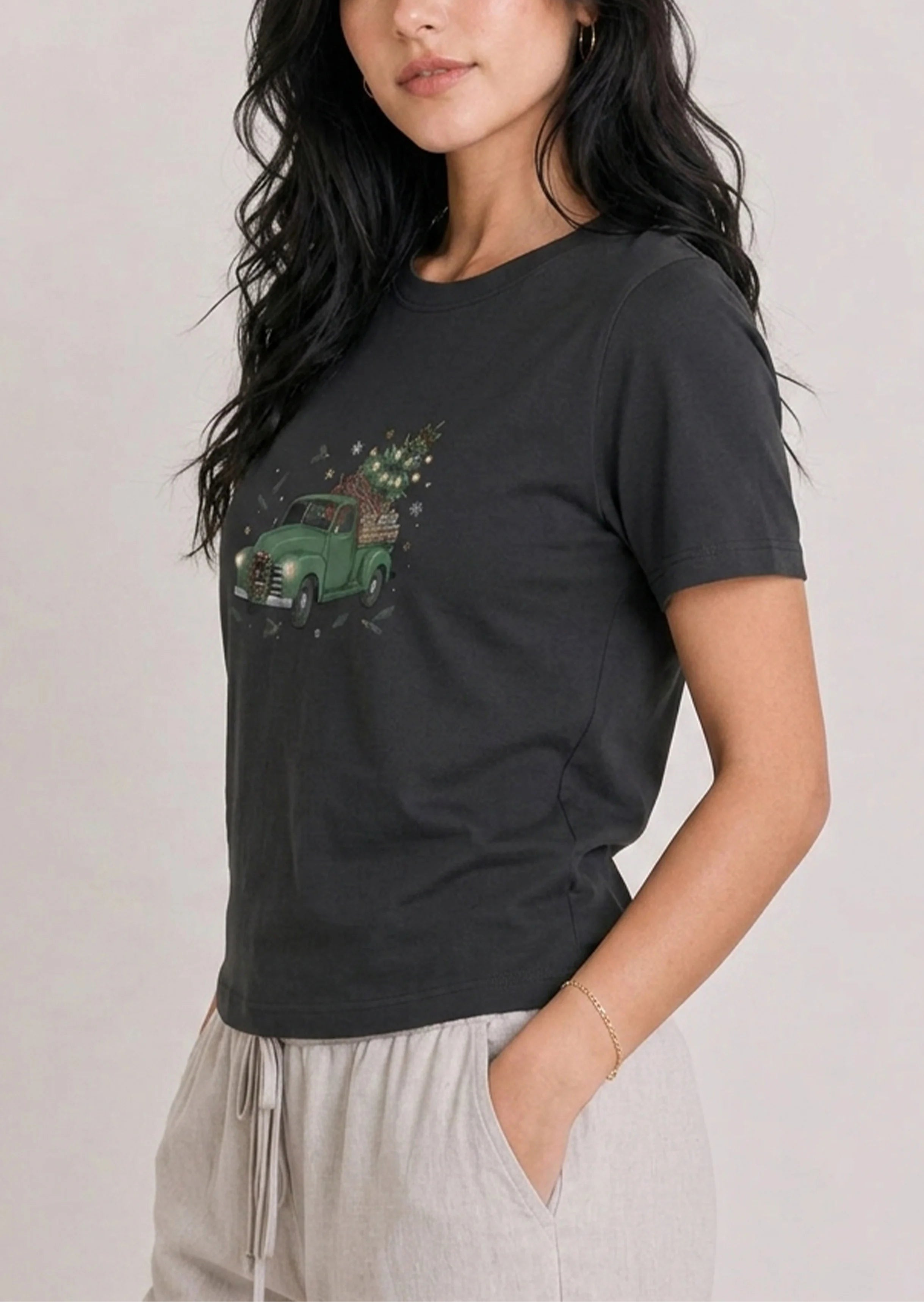Christmas Pickup Charcoal Tee