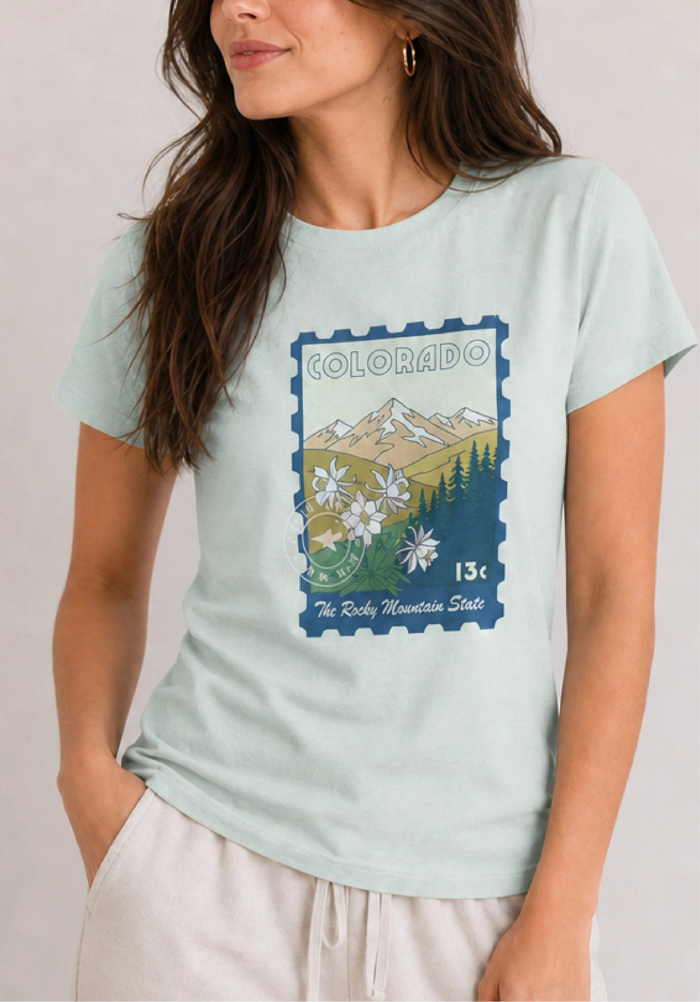 Colorado Stamp Light Blue Tee