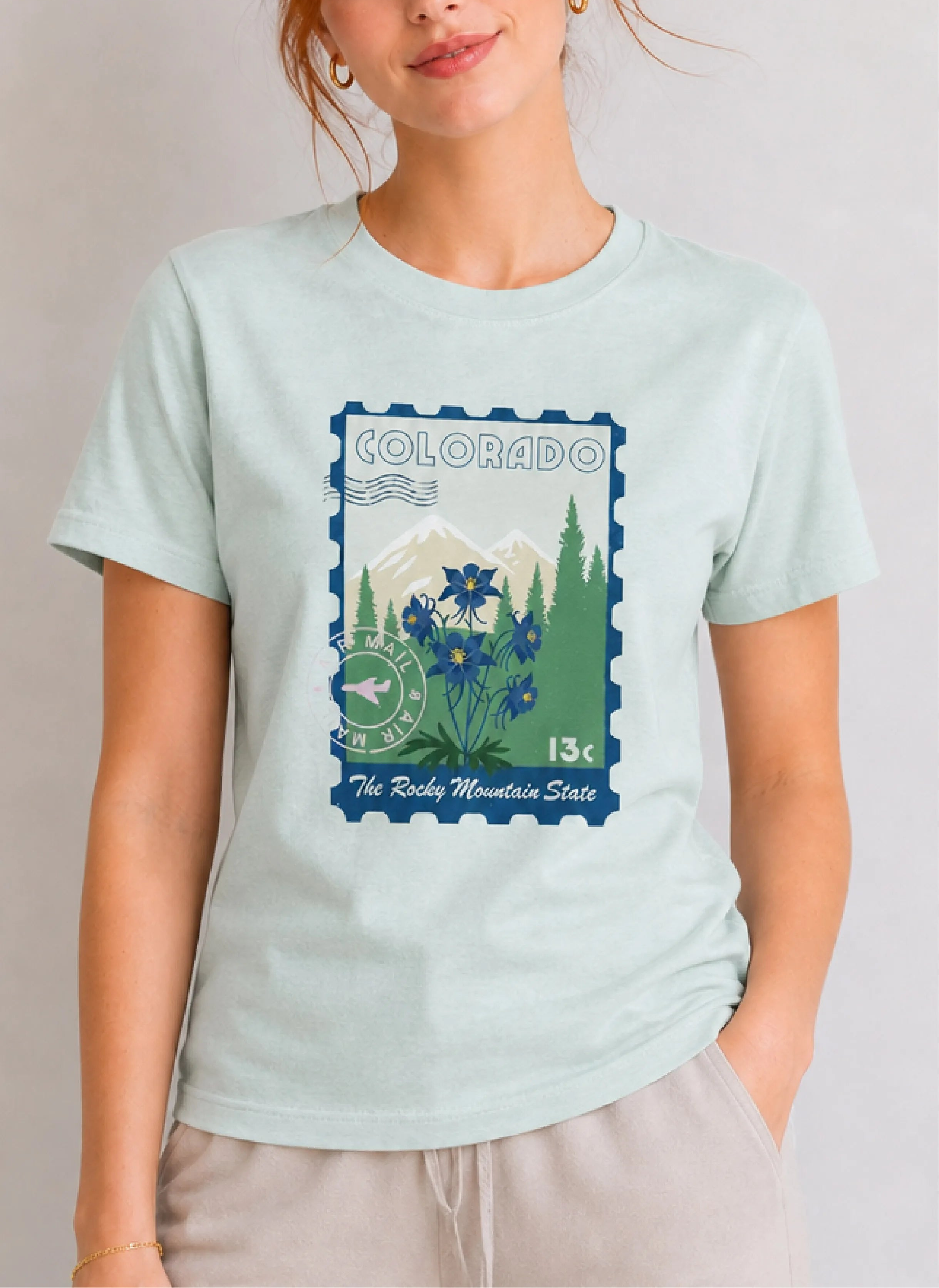 Colorado Wildflower Light Blue Tee