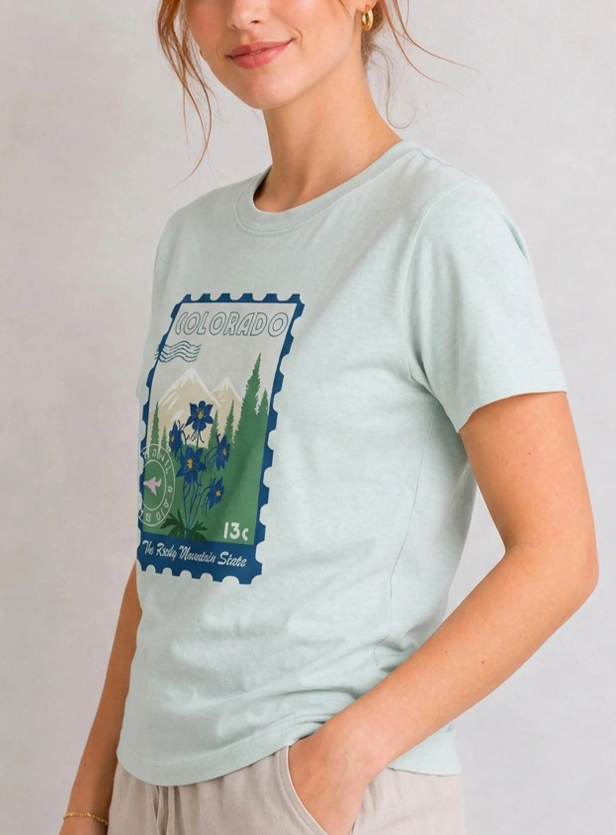 Colorado Wildflower Light Blue Tee