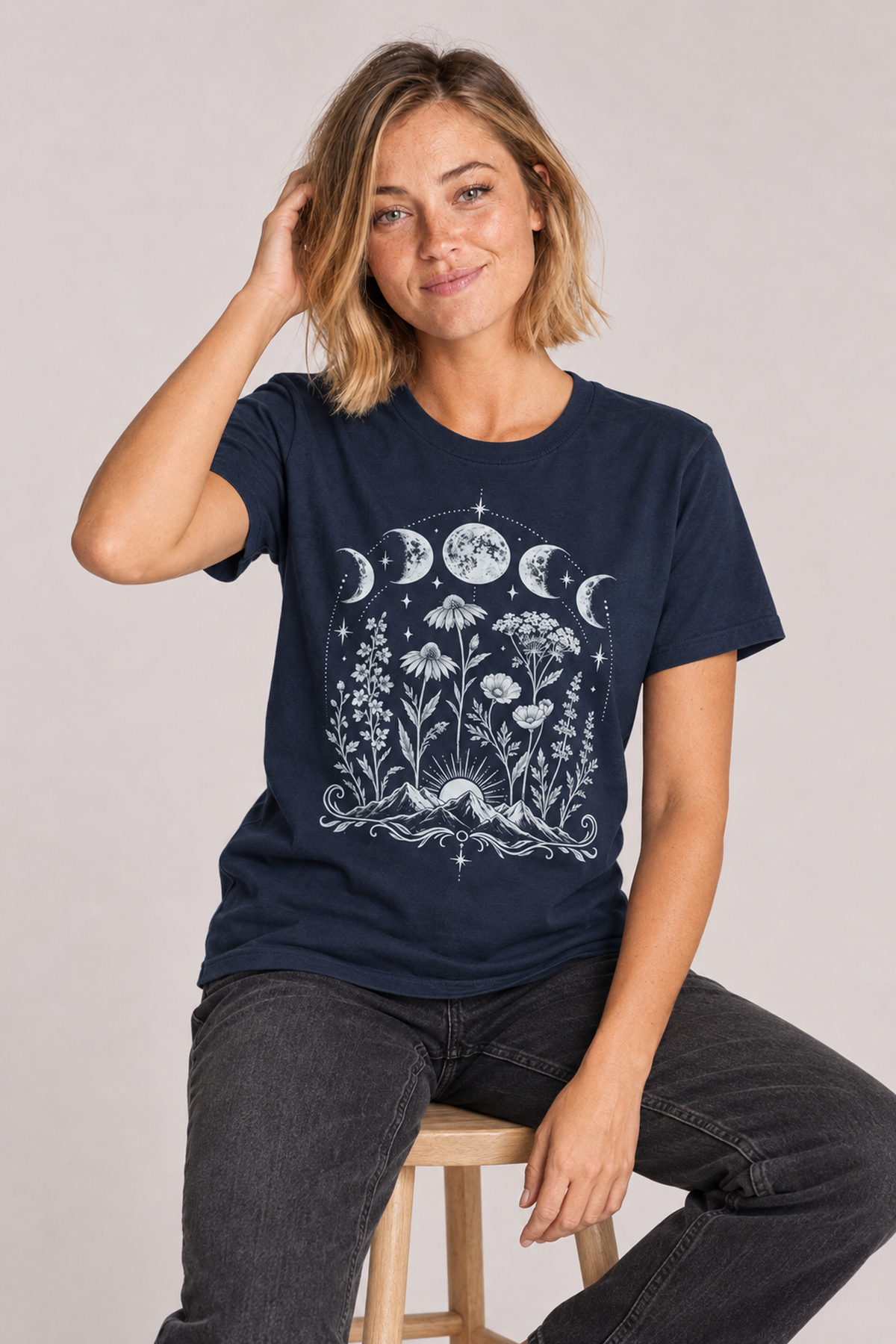 Celestial Moon Phases Wildflower T-Shirt