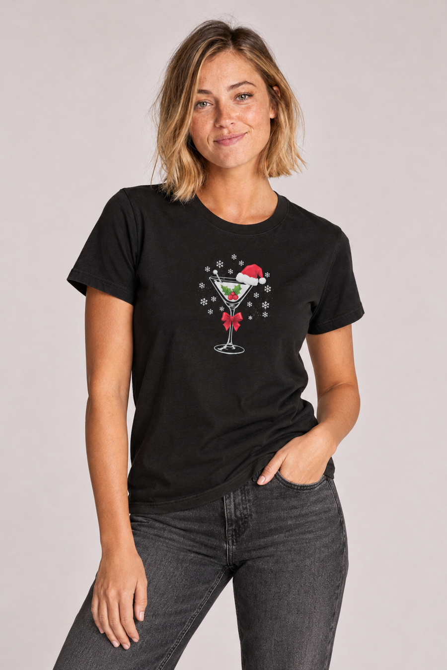 Merry Martini Graphic Tee – Festive Holiday Cocktail Shirt