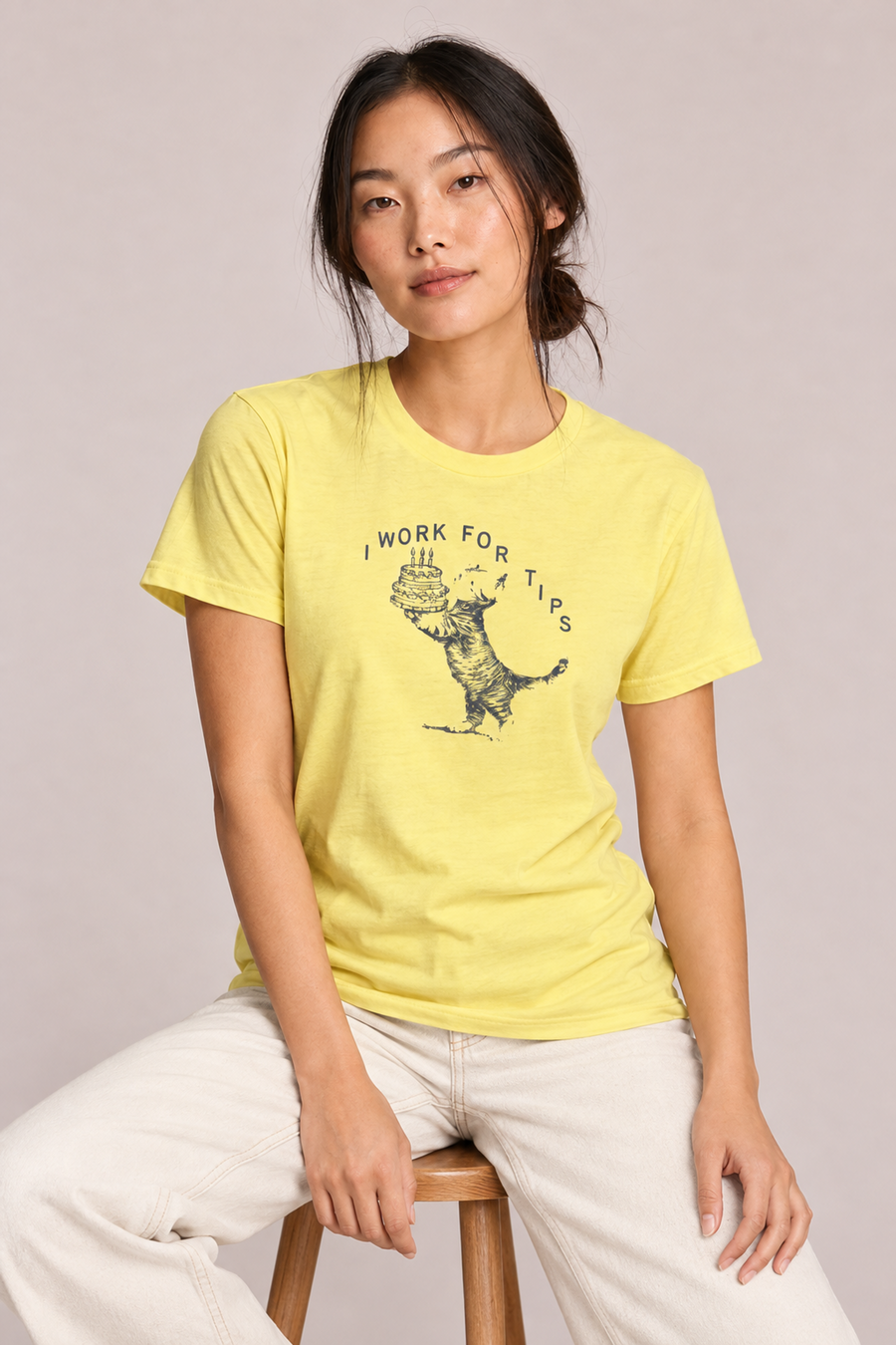 I Work for Tips Cat Graphic Tee – Funny Birthday Cat Shirt