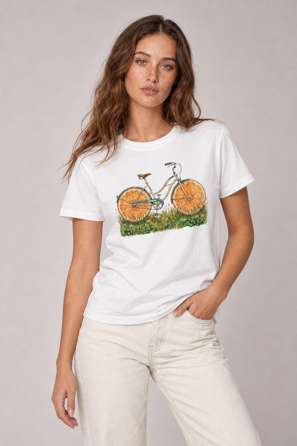 Orange Slice Bicycle Graphic Tee – Vintage Citrus Bike Shirt