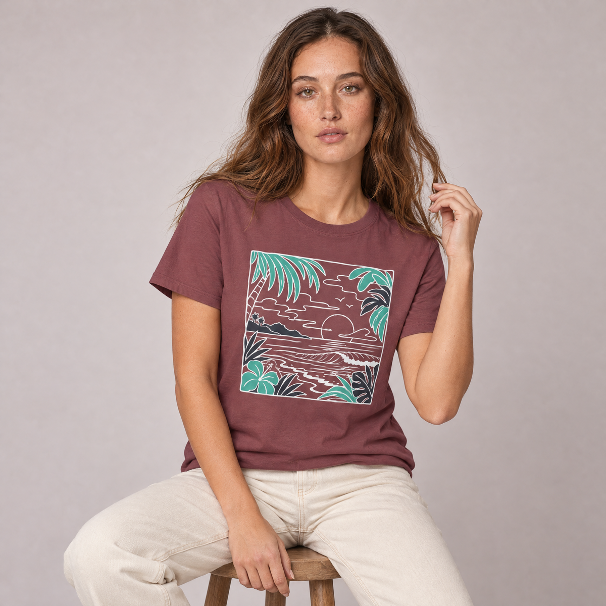 Tropical Sunset Nature Graphic T-Shirt