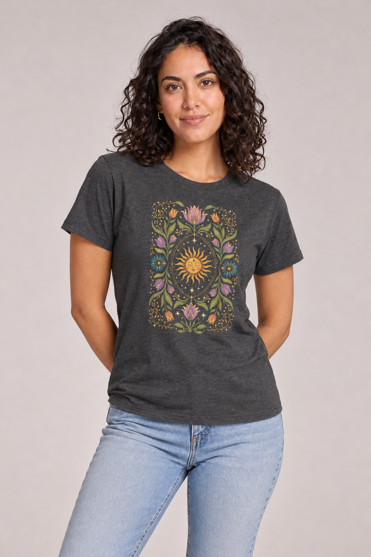 Celestial Sun & Botanical Graphic Tee