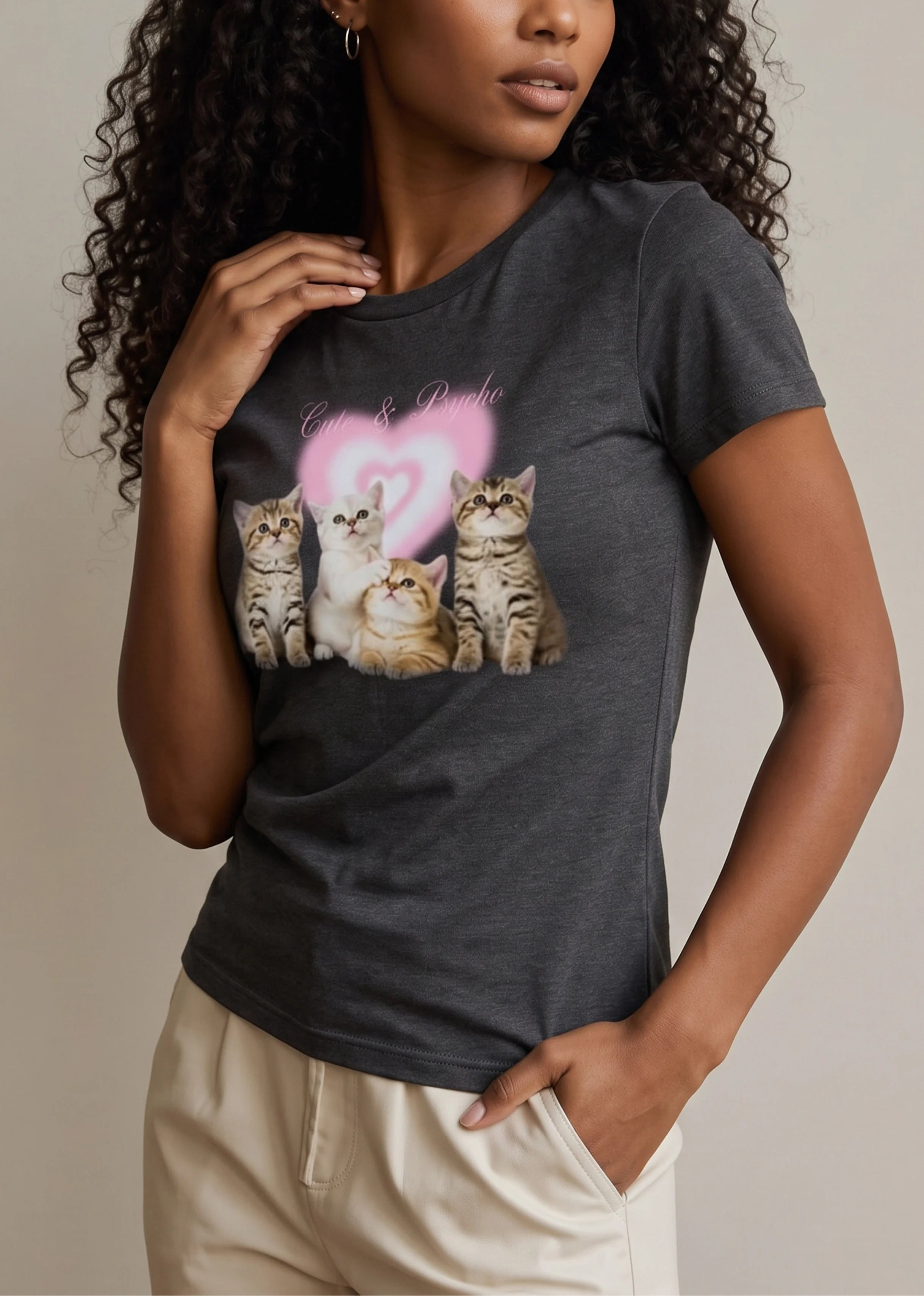 Cute & Pounce Charcoal Tee