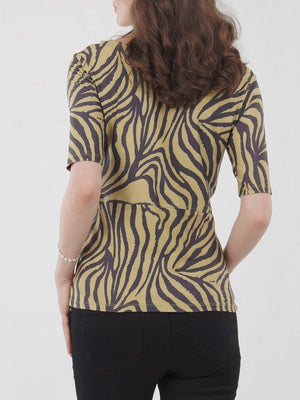 Square Neck Print Knit Top
