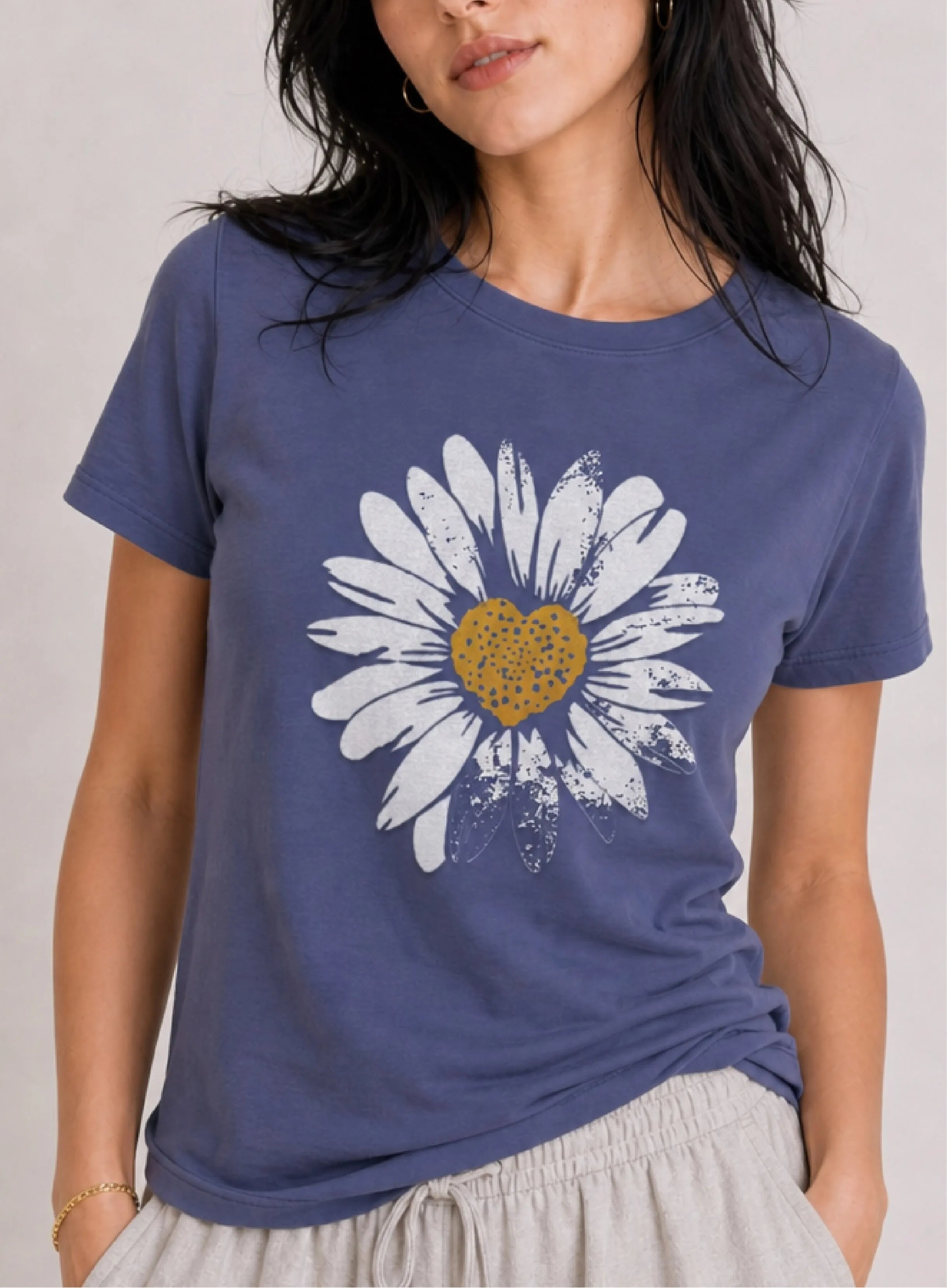 Distressed Daisy Blue Tee