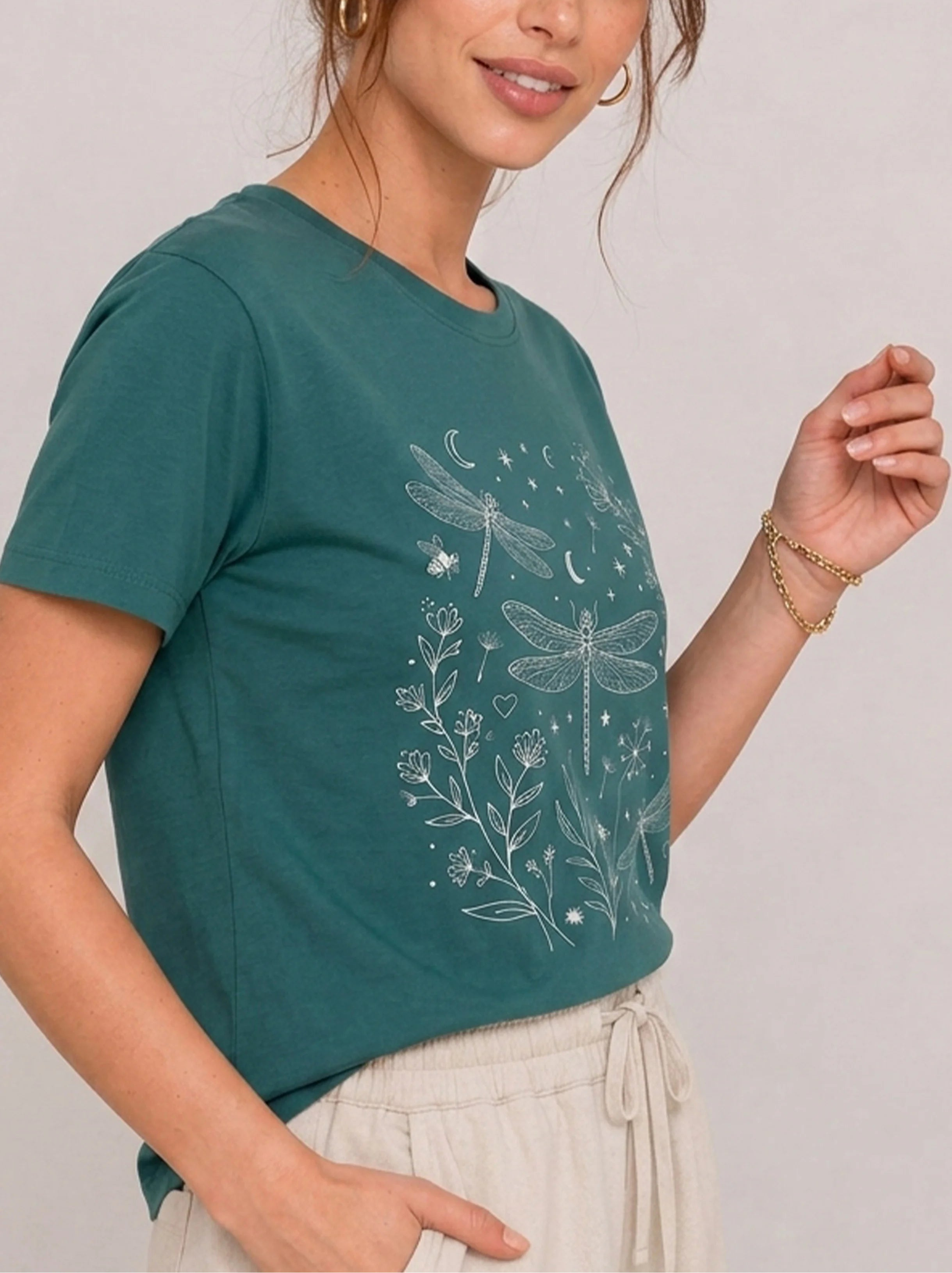 Dragonfly Garden Teal Tee