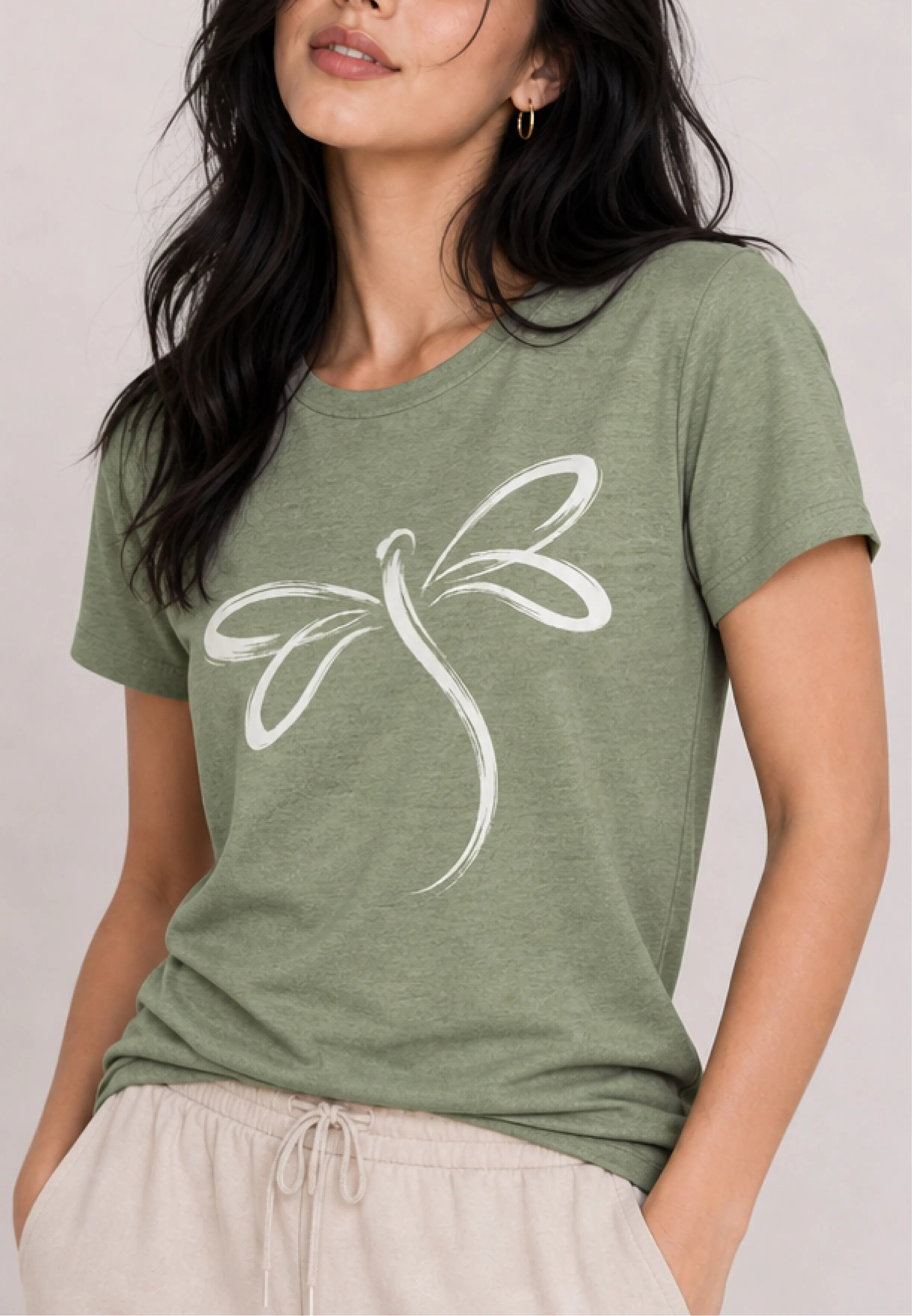 Dragonfly Sketch Sage Tee