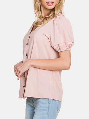 Puff Sleeve Button Down Shirt