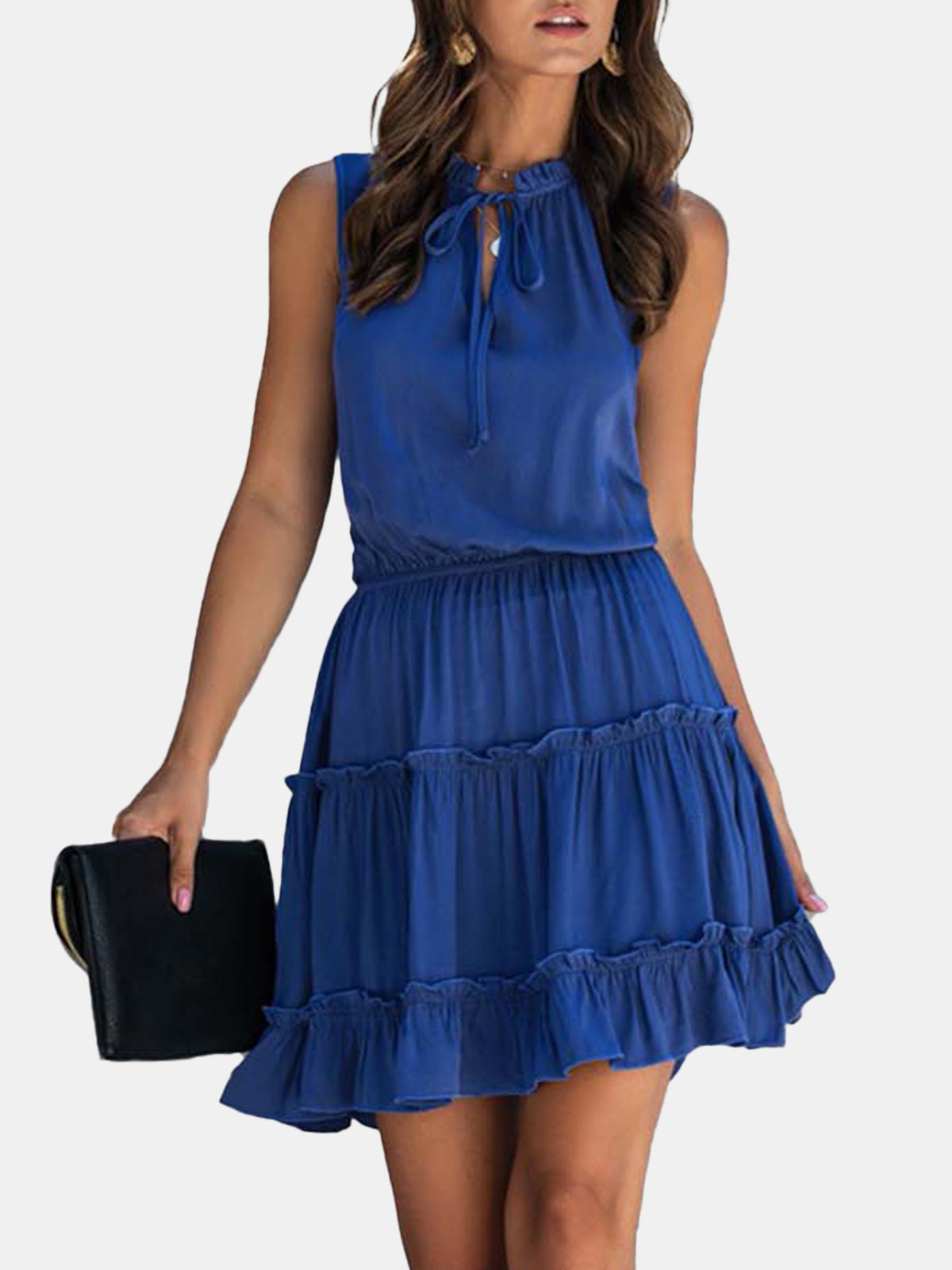 sleeveless-drawstring-neck-mini-dress