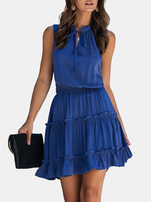 sleeveless-drawstring-neck-mini-dress