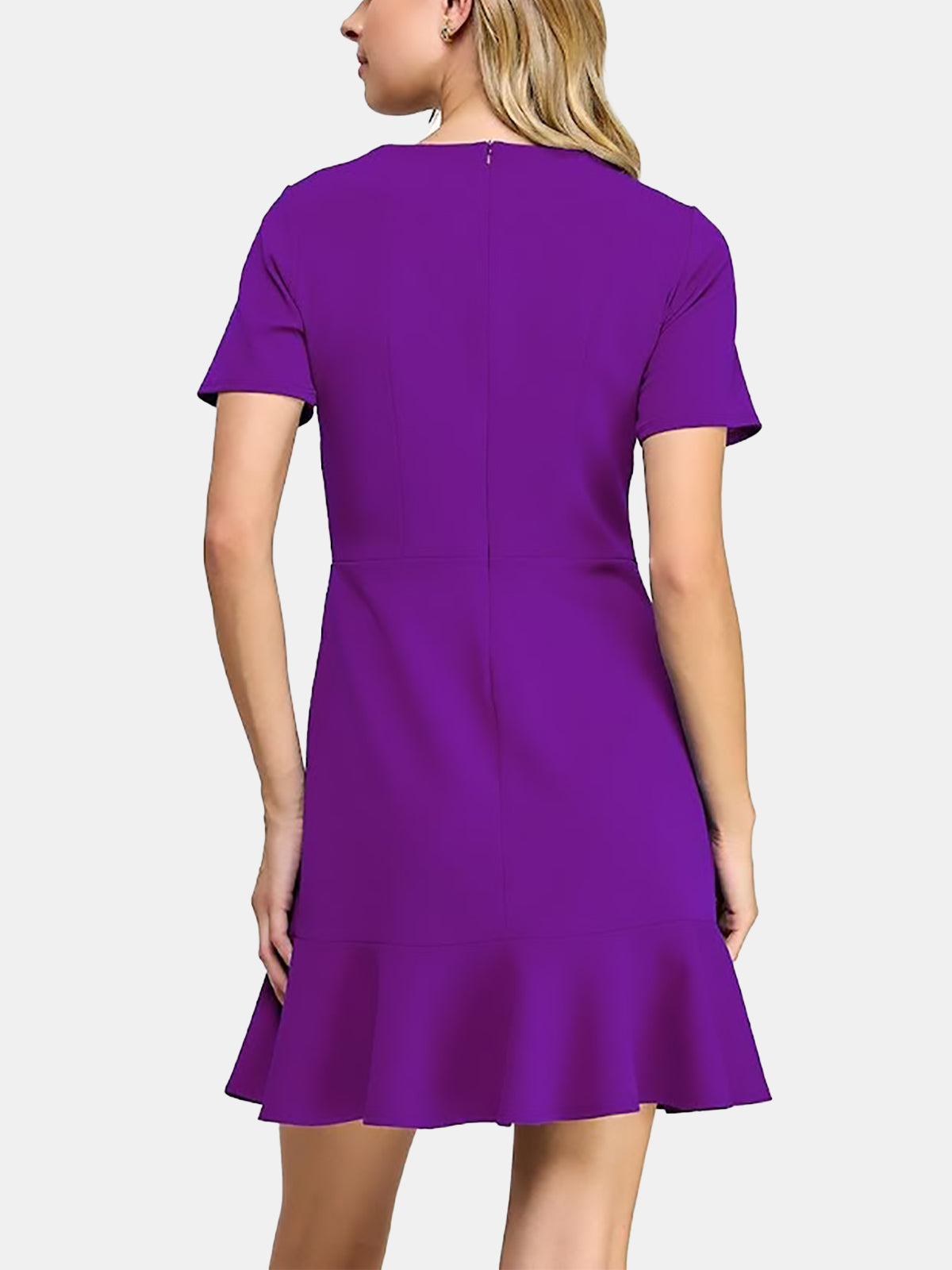 Short Sleeve Fluted Hem Dress