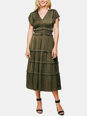 V-neck Tiered Maxi Dress