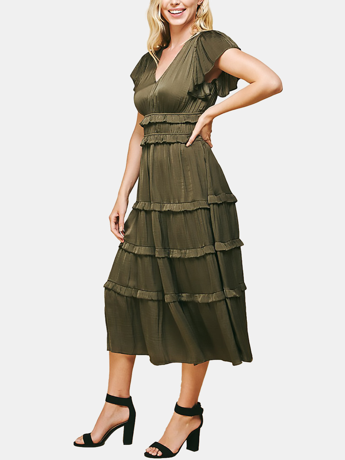 V-neck Tiered Maxi Dress