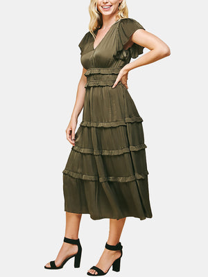 V-neck Tiered Maxi Dress